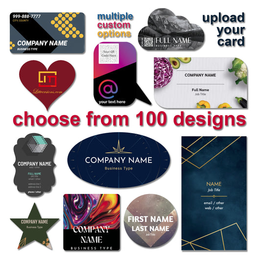 Littversions Custom Bulk Personalized Business Card Stickers Visting Card Appointment Card Thank You Card Business QR Code Decals Vinyl 50-100-250-500-1000 Pack Water/Dirt Proof Self-Adhesive