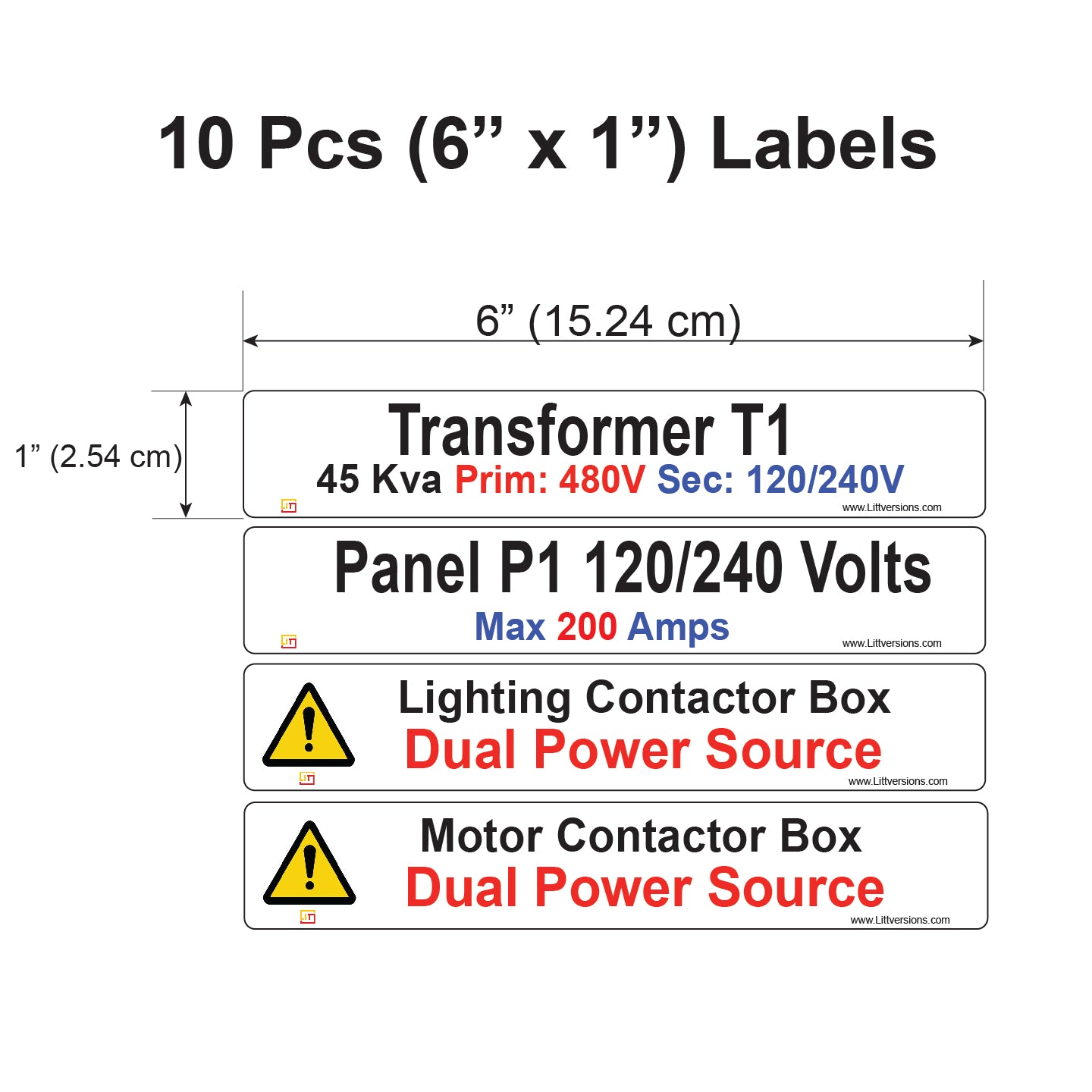 Littversions 76 Pcs 480/240/208/120V Electrical Labels Stickers Decals Markers Sign for Main Disconnect Splitter Transformer Panel Circuit Breaker Loadcenter Lighting Motor Contactor Box (Custom -76 Pcs)
