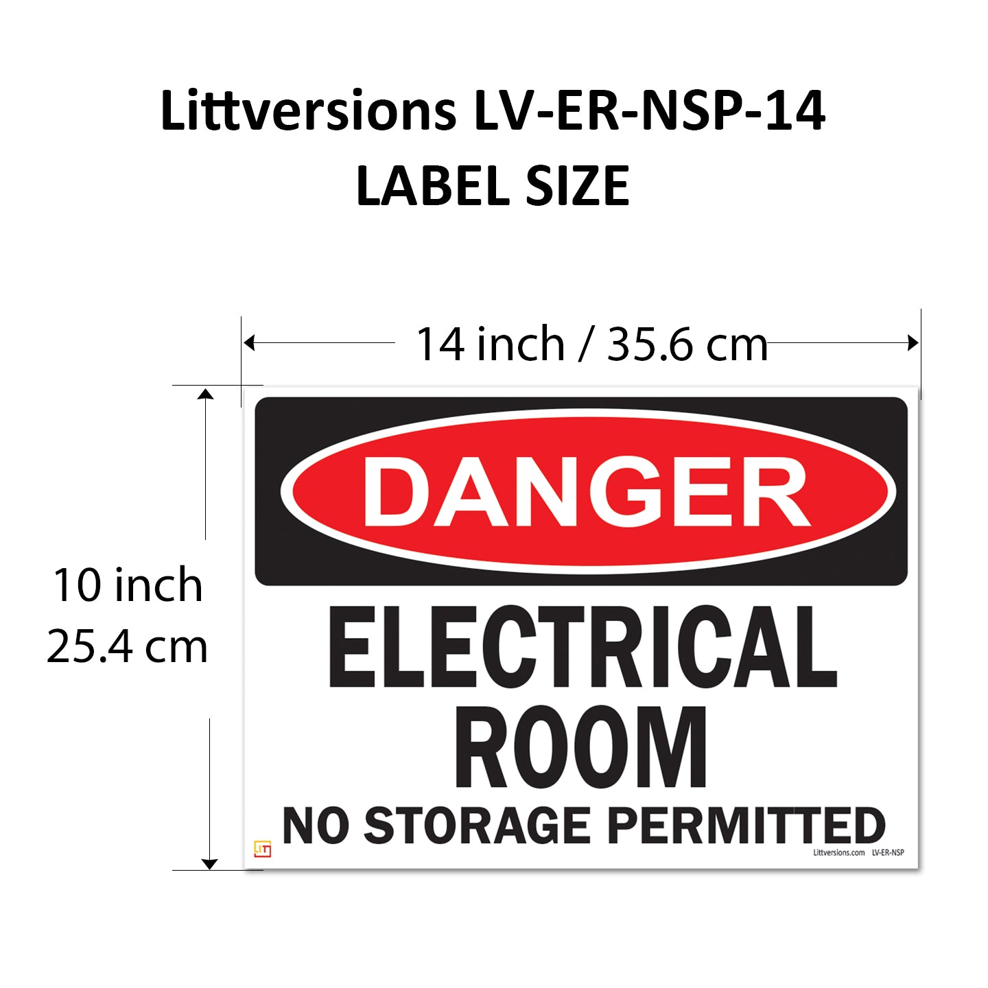 Danger Electrical Room, No Storage Permitted OSHA WARNING Safety Hazard Label Sign Decal 6 mil Laminated Engineer Grade UV Protected ANSI NFPA Weather Resistant Indoor Outdoor Use 127004