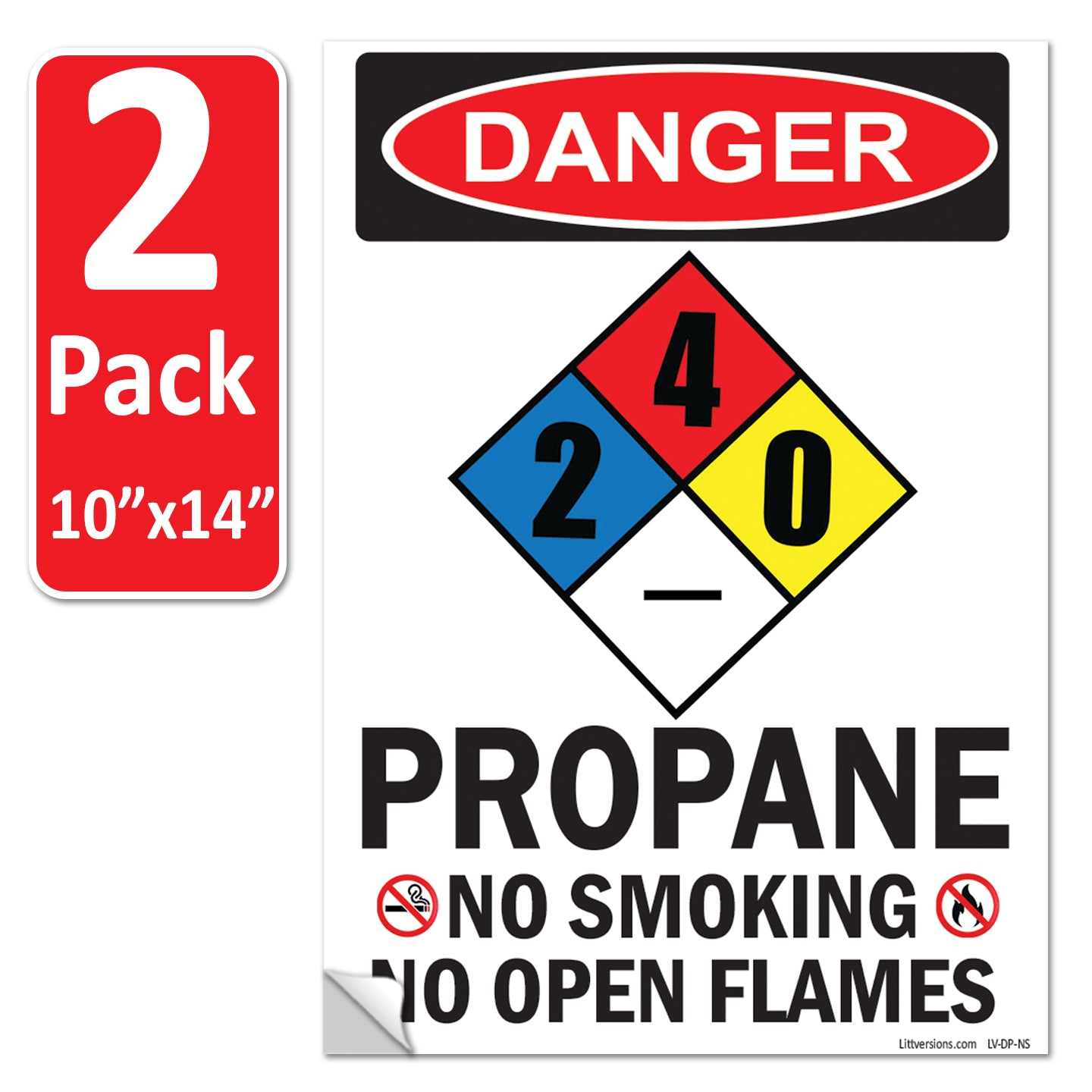 Danger Propane No Smoking No Open Flames OSHA WARNING Safety Hazard Label Sign Decal 6 mil Laminated Engineer Grade UV Protected ANSI NFPA Fade/Weather Resistant Indoor Outdoor Use 103926