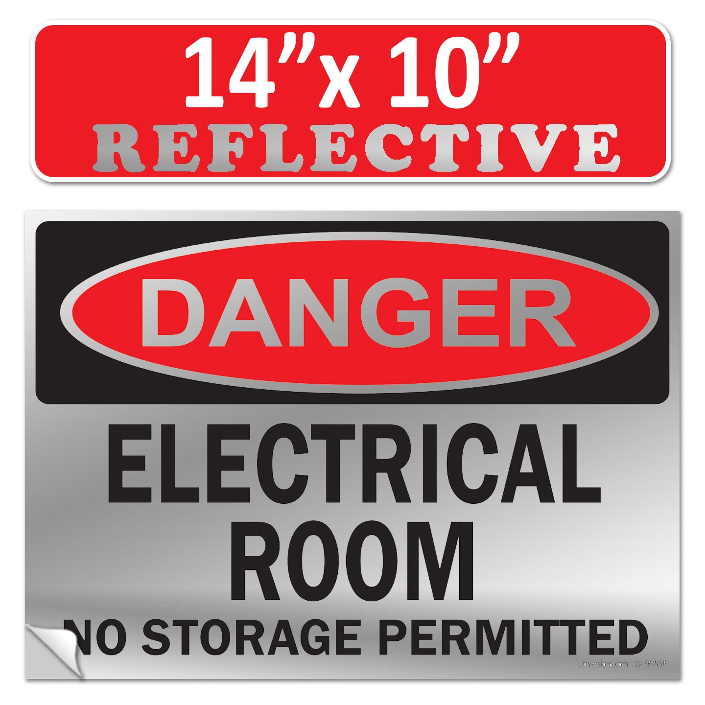 Danger Electrical Room, No Storage Permitted OSHA WARNING Safety Hazard Label Sign Decal 6 mil Laminated Engineer Grade UV Protected ANSI NFPA Weather Resistant Indoor Outdoor Use 127004