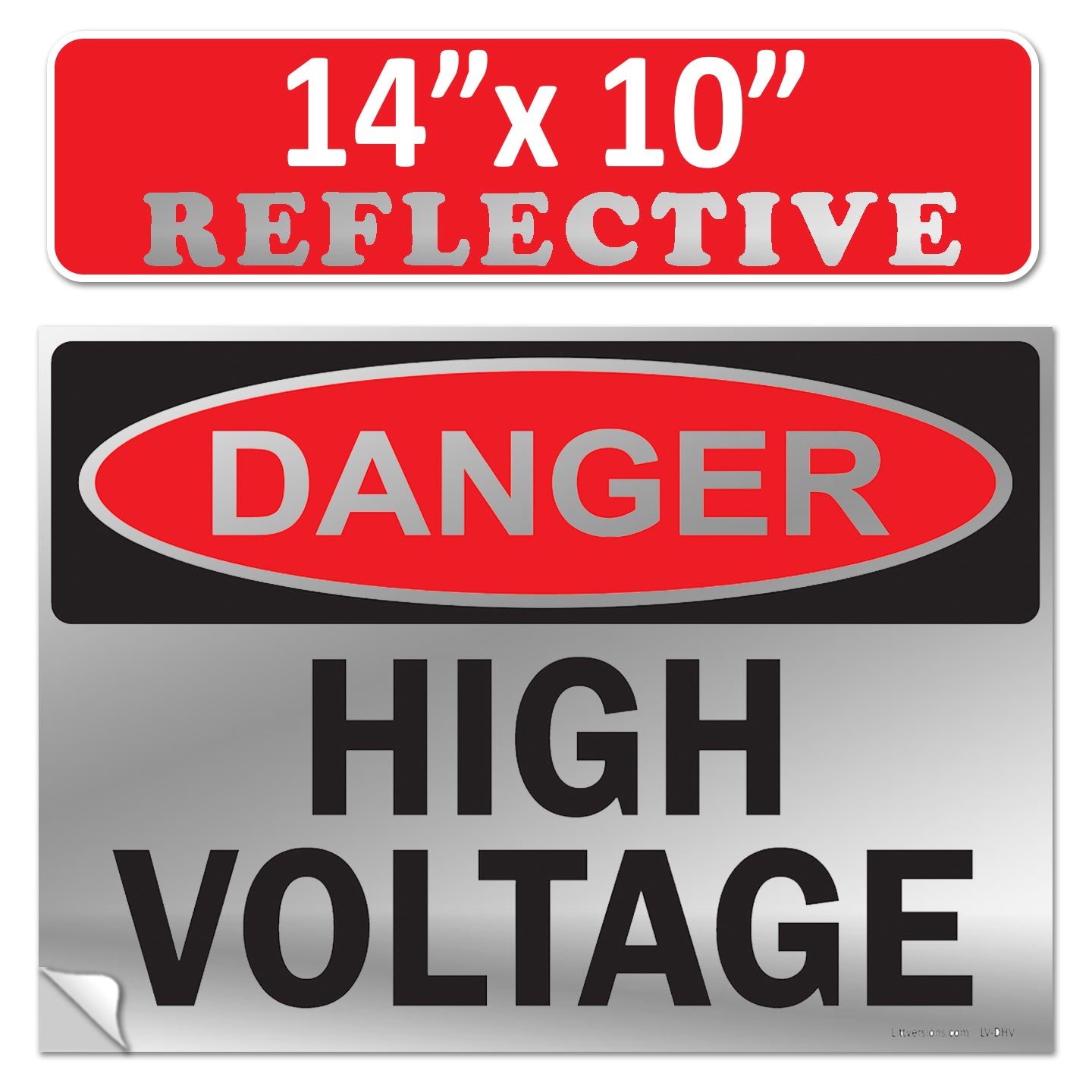 Danger High Voltage OSHA WARNING Safety Label Sign Decal 6 mil Laminated Engineer Grade UV Protected Red Black White ANSI NFPA Weather Resistant Indoor Outdoor Use 84877 84875 84876 89173