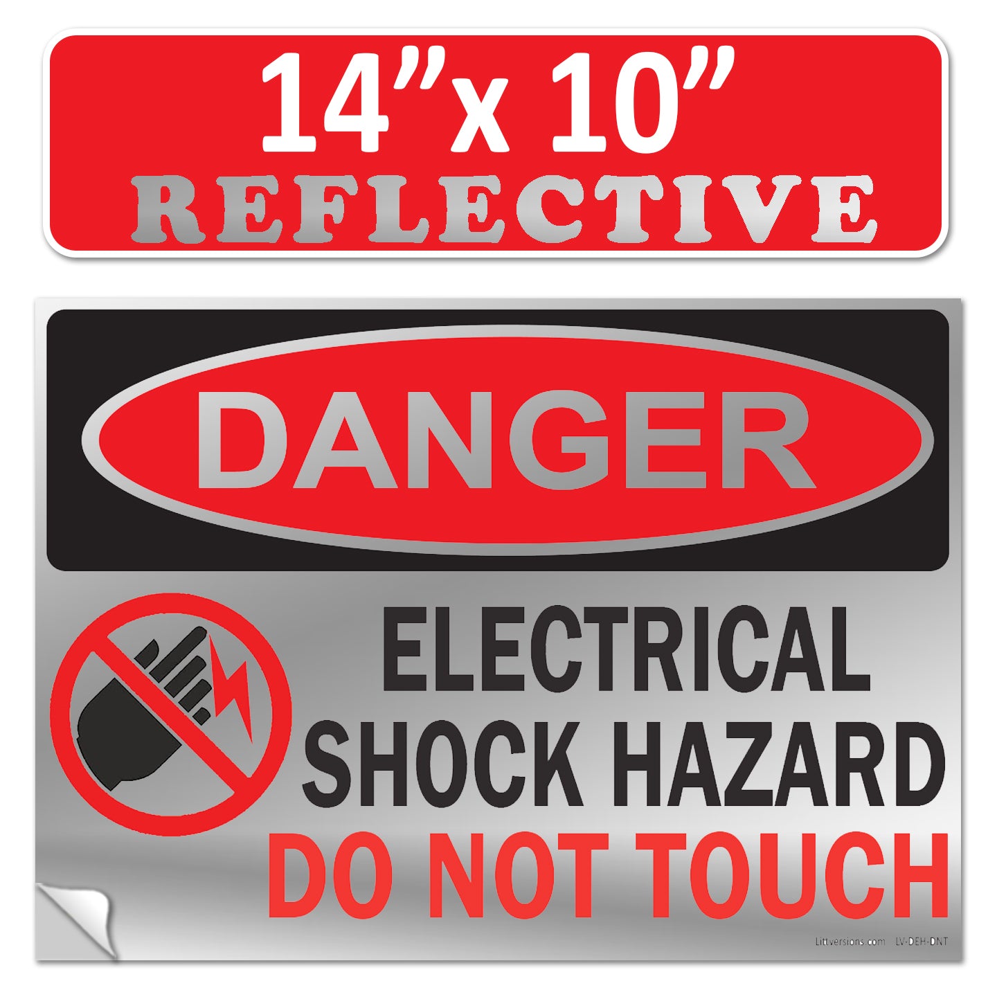 Danger Electrical Shock Hazard Do Not Touch OSHA WARNING Label Sign Decal 6 mil Laminated Engineer Grade UV Protected Red Black White ANSI NFPA Weather Resistant Indoor Outdoor use 127016