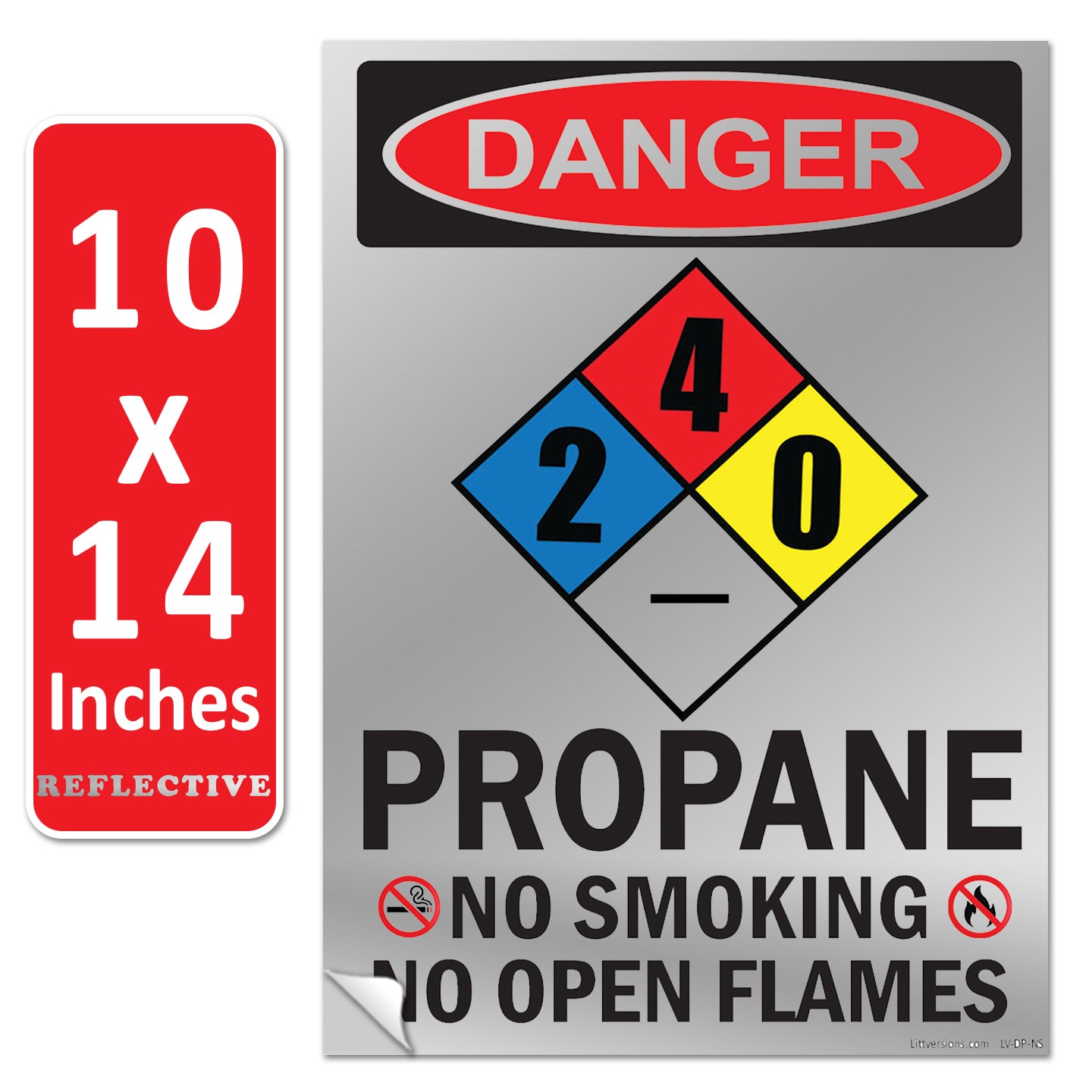 Danger Propane No Smoking No Open Flames OSHA WARNING Safety Hazard Label Sign Decal 6 mil Laminated Engineer Grade UV Protected ANSI NFPA Fade/Weather Resistant Indoor Outdoor Use 103926