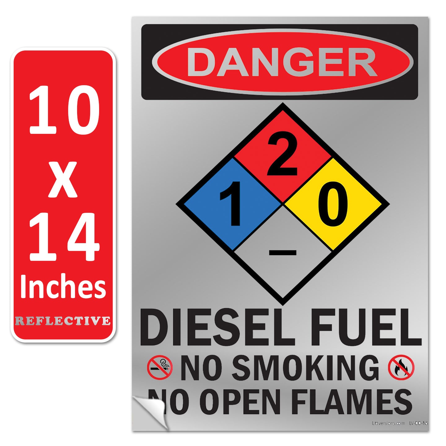 Danger Diesel Fuel No Smoking No Open Flames OSHA WARNING Safety Hazard Label Sign Decal 6 mil Laminated Engineer Grade UV Protected ANSI NFPA Fade/Weather Resistant Indoor Outdoor 123631