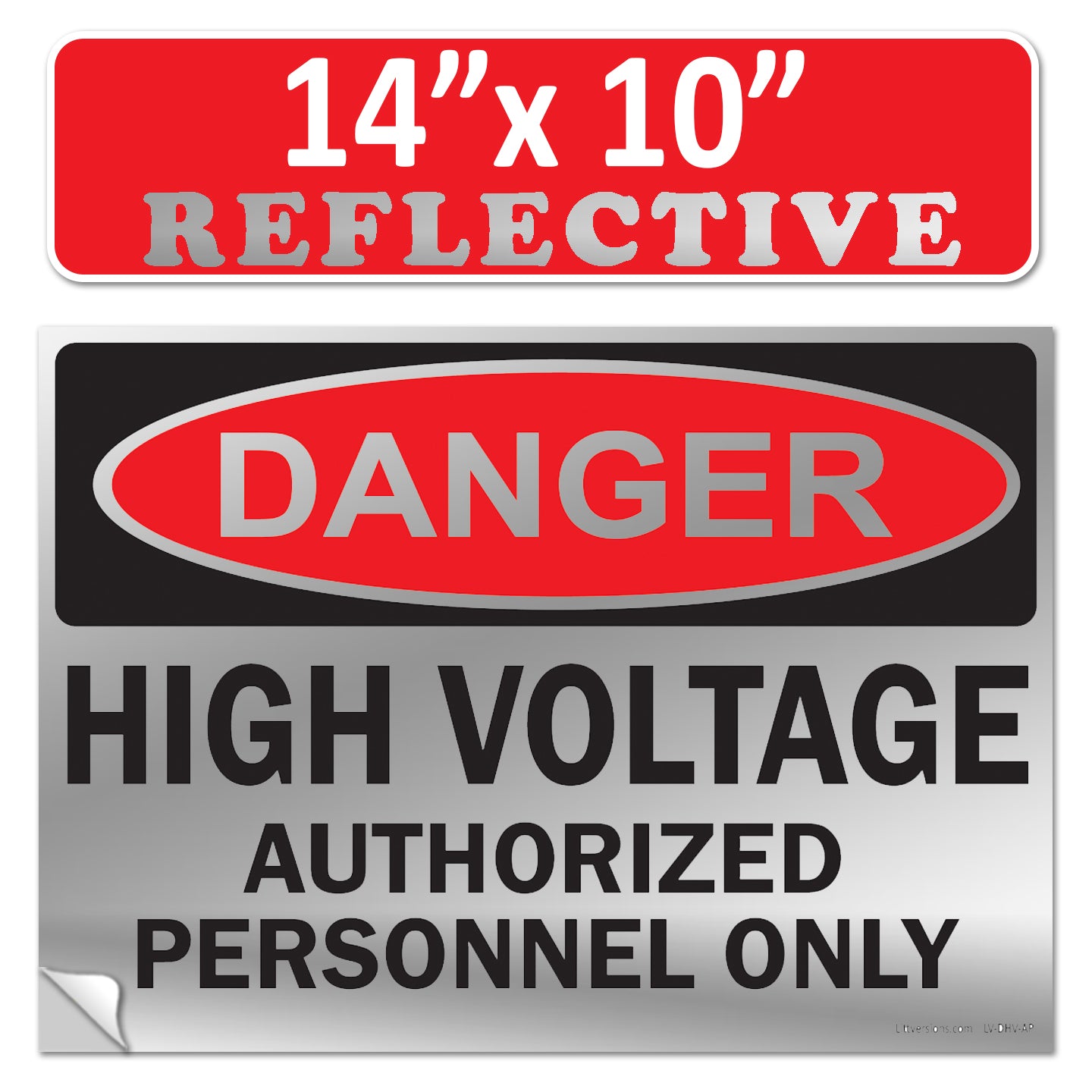 Danger High Voltage Authorized Personnel Only OSHA WARNING Label Sign Decal 6 mil Laminated Engineer Grade UV Protected Red Black White ANSI NFPA Weather Resistant Indoor Outdoor 123697