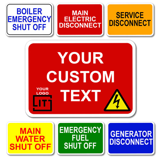Littversions Custom Labels Main Electrical Disconnect Sticker Service Label Notice Emergency Sign Symbol Decal Marker Vinyl 12x9 9x12 9x7 7x9 6x4 4x6 3x2 2x3 10.7 3.5 inches Vinyl Waterproof