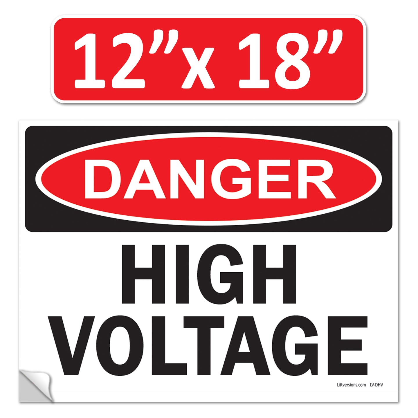 Danger High Voltage OSHA WARNING Safety Label Sign Decal 6 mil Laminated Engineer Grade UV Protected Red Black White ANSI NFPA Weather Resistant Indoor Outdoor Use 84877 84875 84876 89173