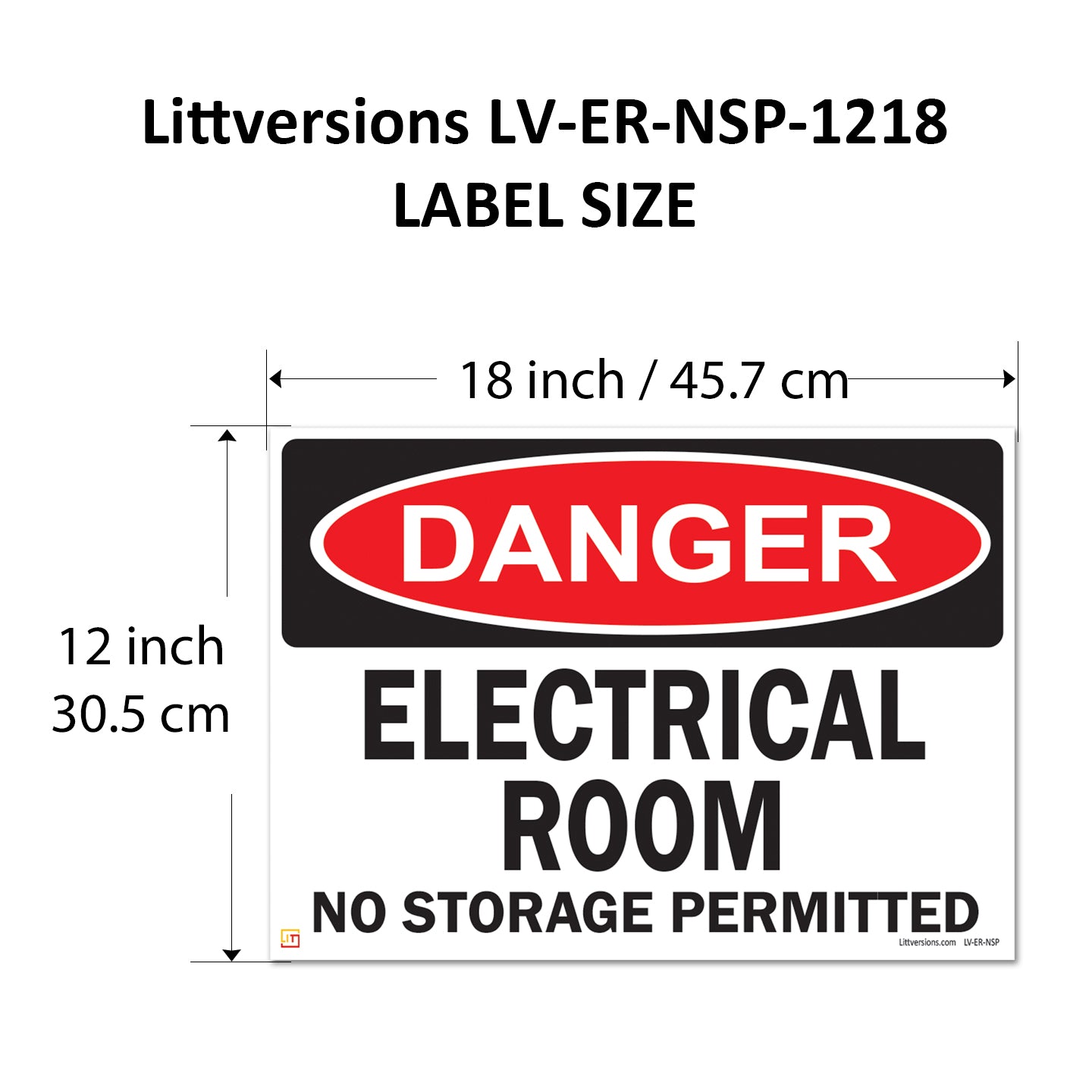 Danger Electrical Room, No Storage Permitted OSHA WARNING Safety Hazard Label Sign Decal 6 mil Laminated Engineer Grade UV Protected ANSI NFPA Weather Resistant Indoor Outdoor Use 127004