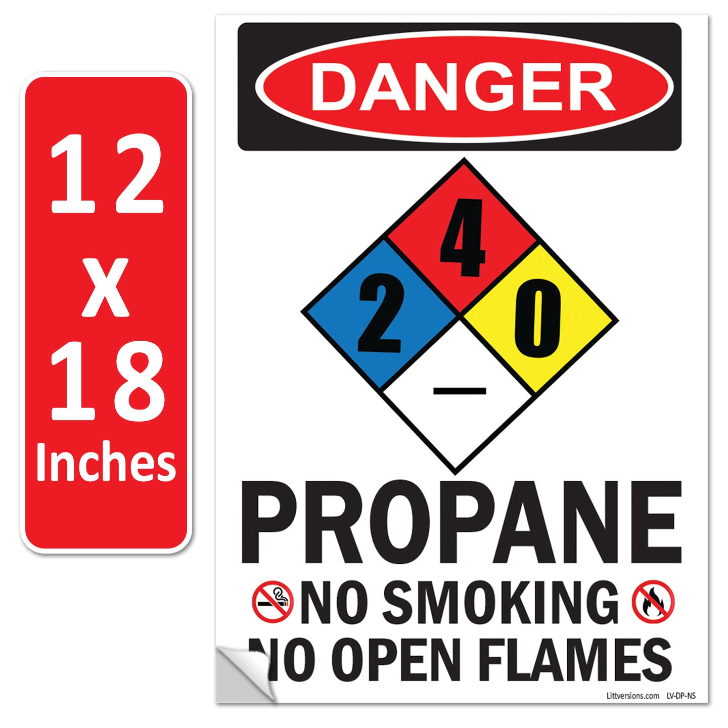 Danger Propane No Smoking No Open Flames OSHA WARNING Safety Hazard Label Sign Decal 6 mil Laminated Engineer Grade UV Protected ANSI NFPA Fade/Weather Resistant Indoor Outdoor Use 103926