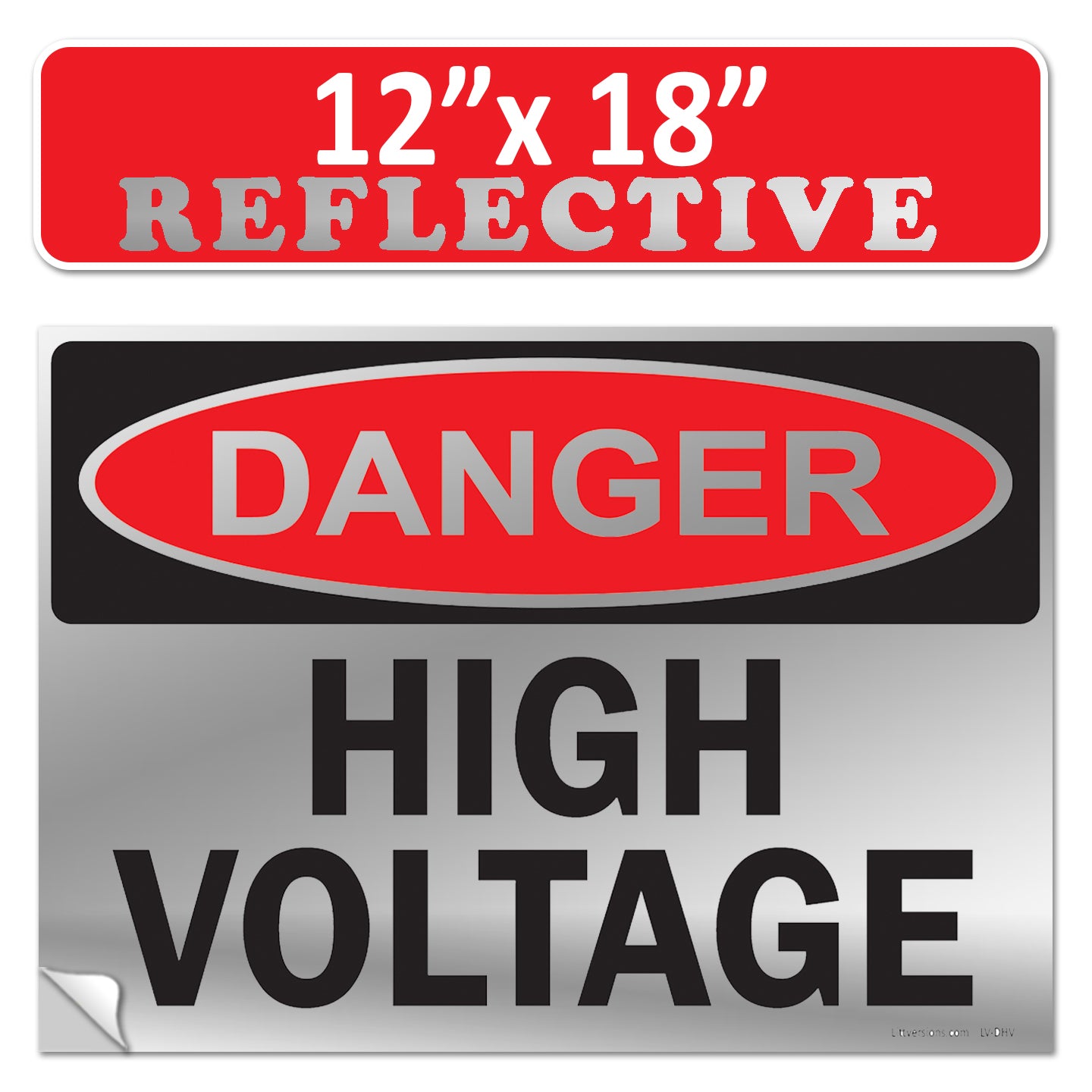 Danger High Voltage OSHA WARNING Safety Label Sign Decal 6 mil Laminated Engineer Grade UV Protected Red Black White ANSI NFPA Weather Resistant Indoor Outdoor Use 84877 84875 84876 89173