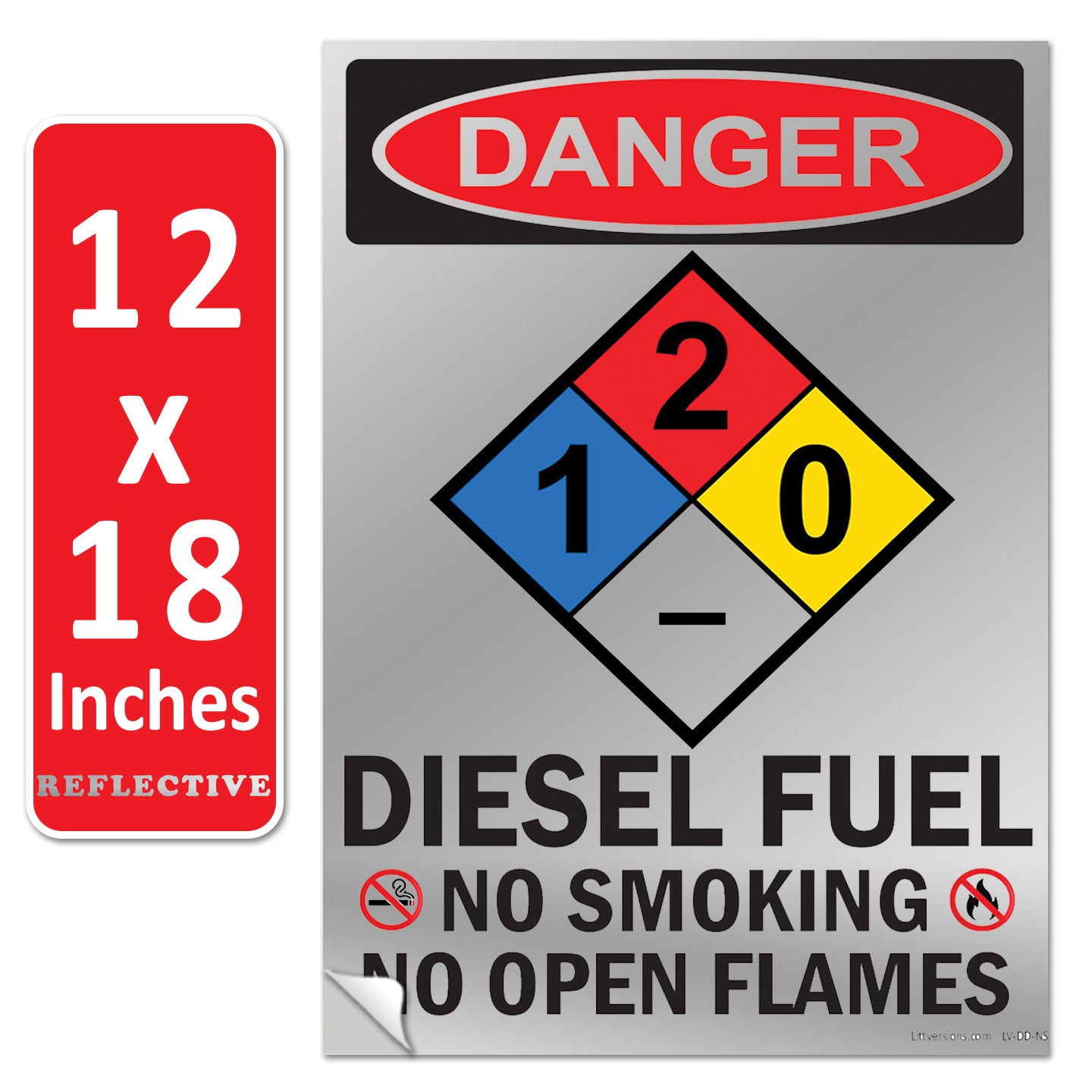 Danger Diesel Fuel No Smoking No Open Flames OSHA WARNING Safety Hazard Label Sign Decal 6 mil Laminated Engineer Grade UV Protected ANSI NFPA Fade/Weather Resistant Indoor Outdoor 123631