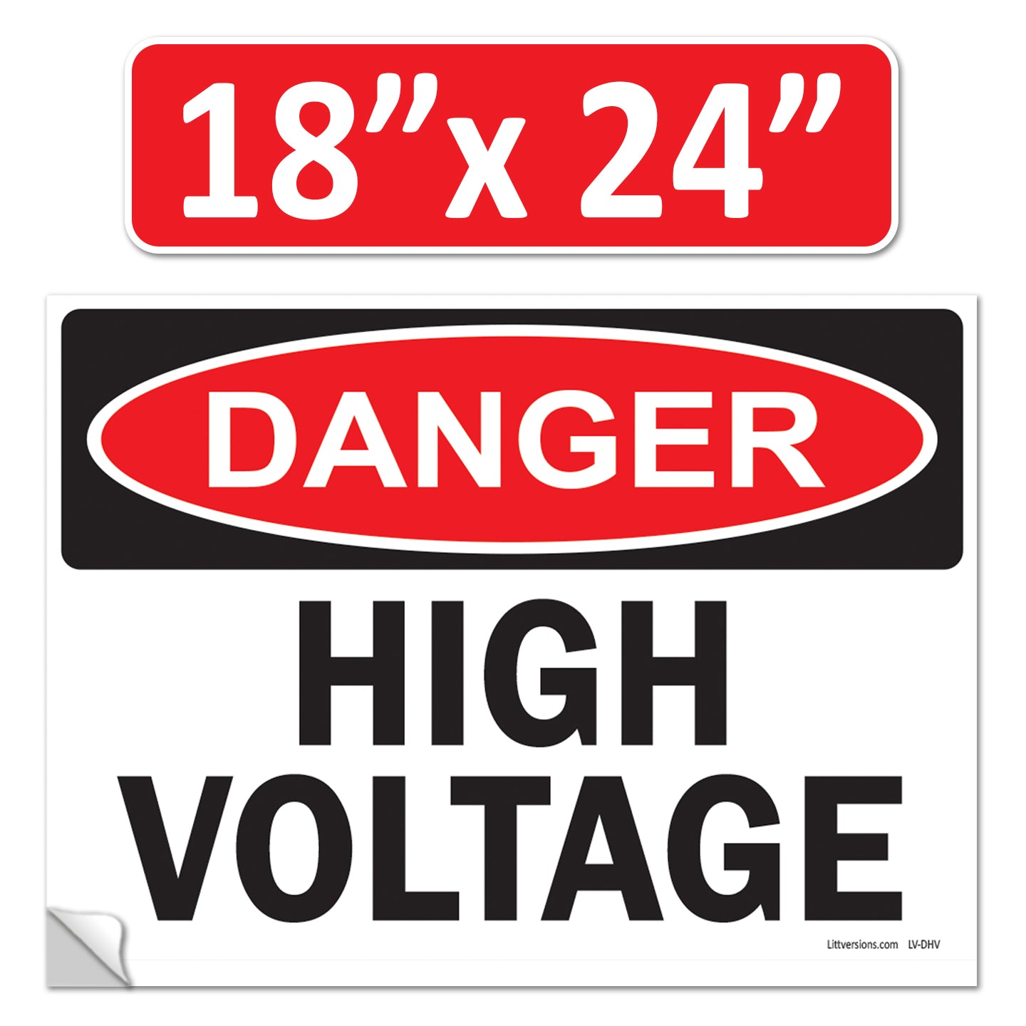 Danger High Voltage OSHA WARNING Safety Label Sign Decal 6 mil Laminated Engineer Grade UV Protected Red Black White ANSI NFPA Weather Resistant Indoor Outdoor Use 84877 84875 84876 89173