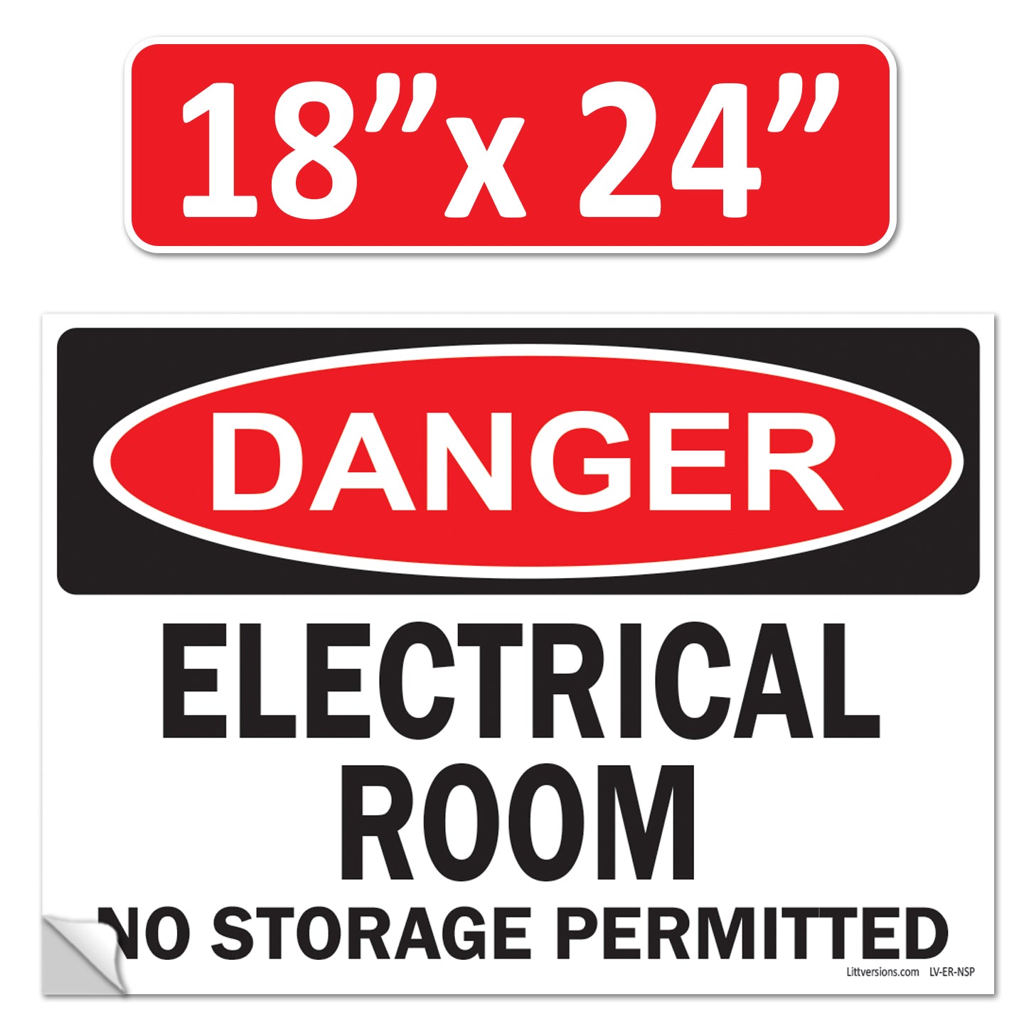 Danger Electrical Room, No Storage Permitted OSHA WARNING Safety Hazard Label Sign Decal 6 mil Laminated Engineer Grade UV Protected ANSI NFPA Weather Resistant Indoor Outdoor Use 127004