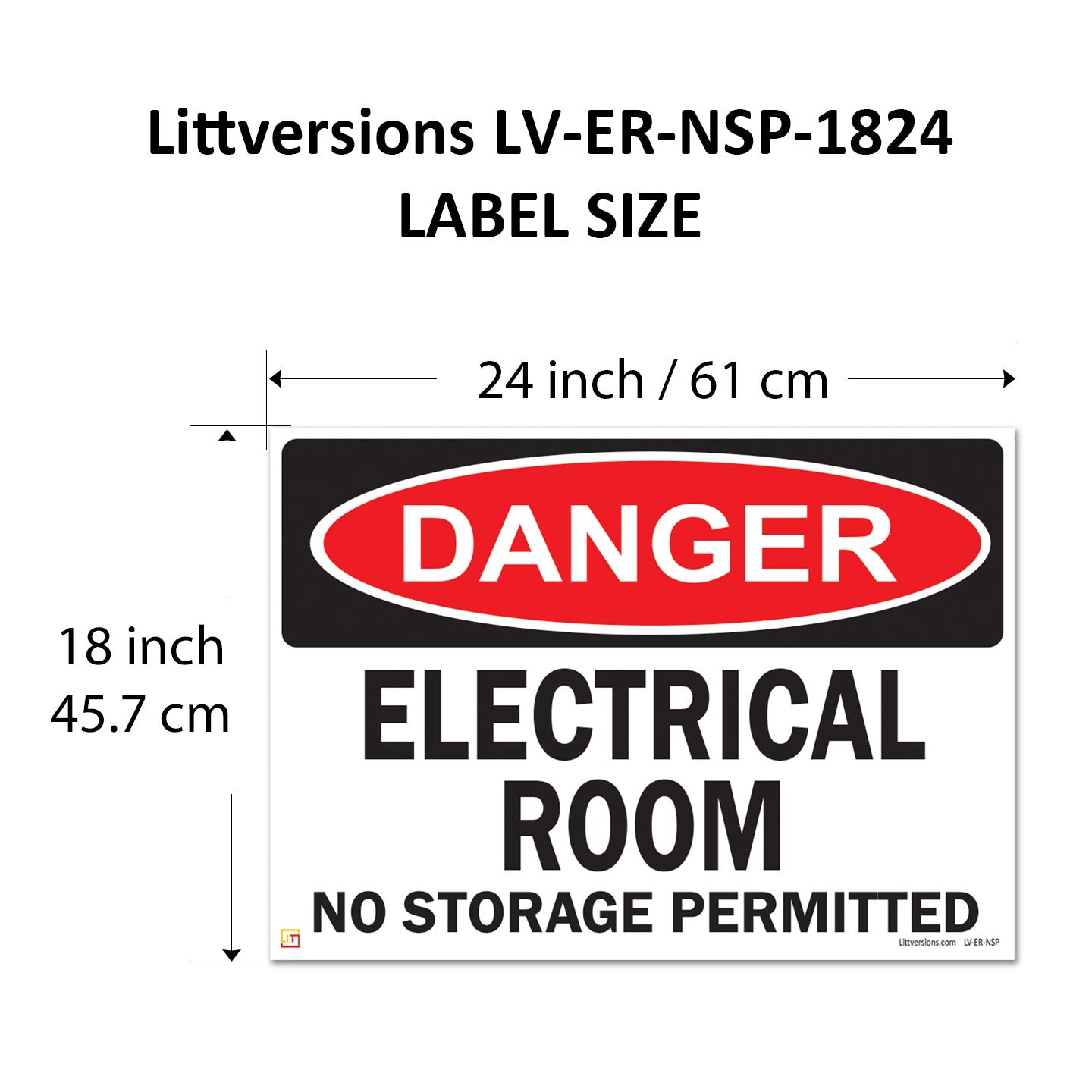 Danger Electrical Room, No Storage Permitted OSHA WARNING Safety Hazard Label Sign Decal 6 mil Laminated Engineer Grade UV Protected ANSI NFPA Weather Resistant Indoor Outdoor Use 127004