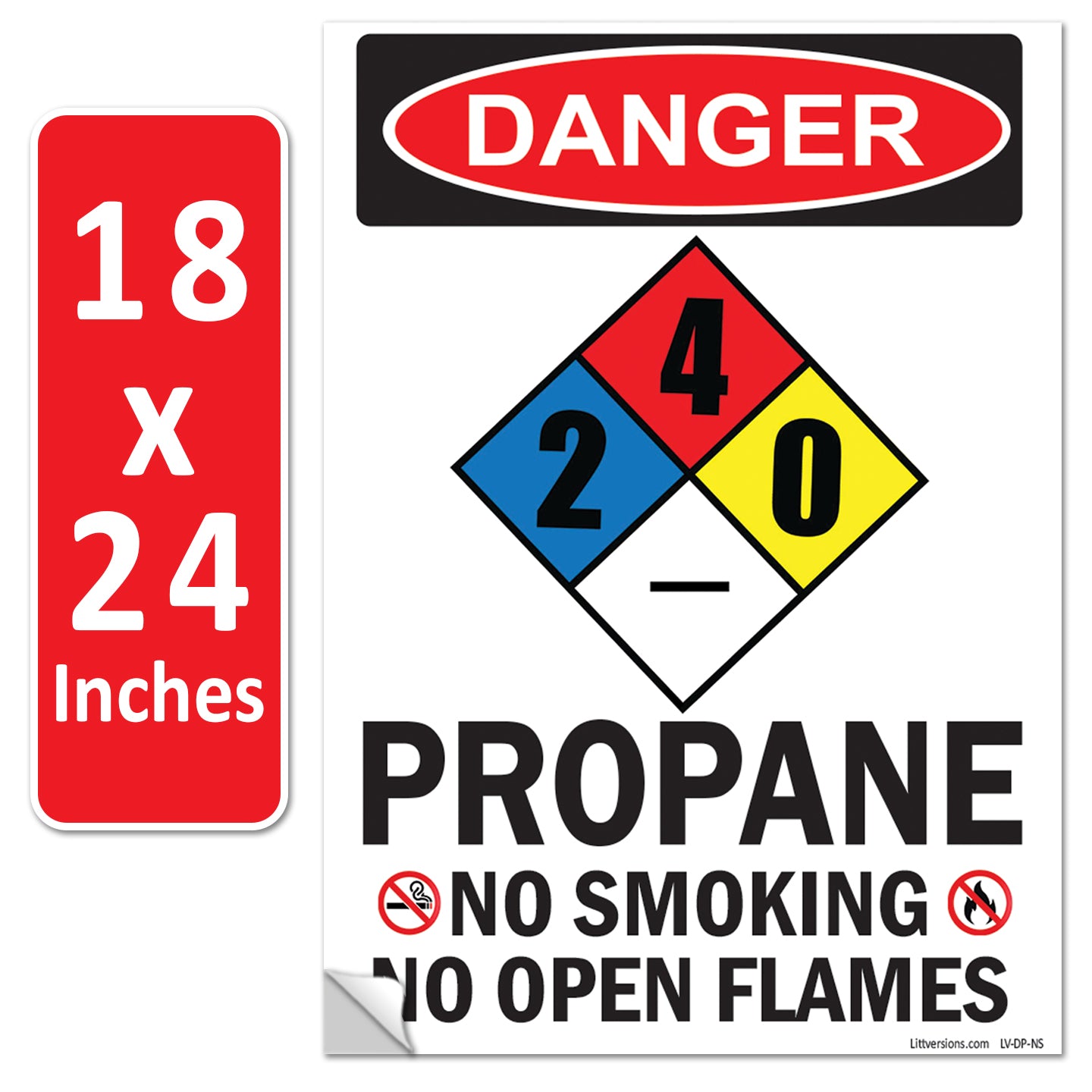 Danger Propane No Smoking No Open Flames OSHA WARNING Safety Hazard Label Sign Decal 6 mil Laminated Engineer Grade UV Protected ANSI NFPA Fade/Weather Resistant Indoor Outdoor Use 103926