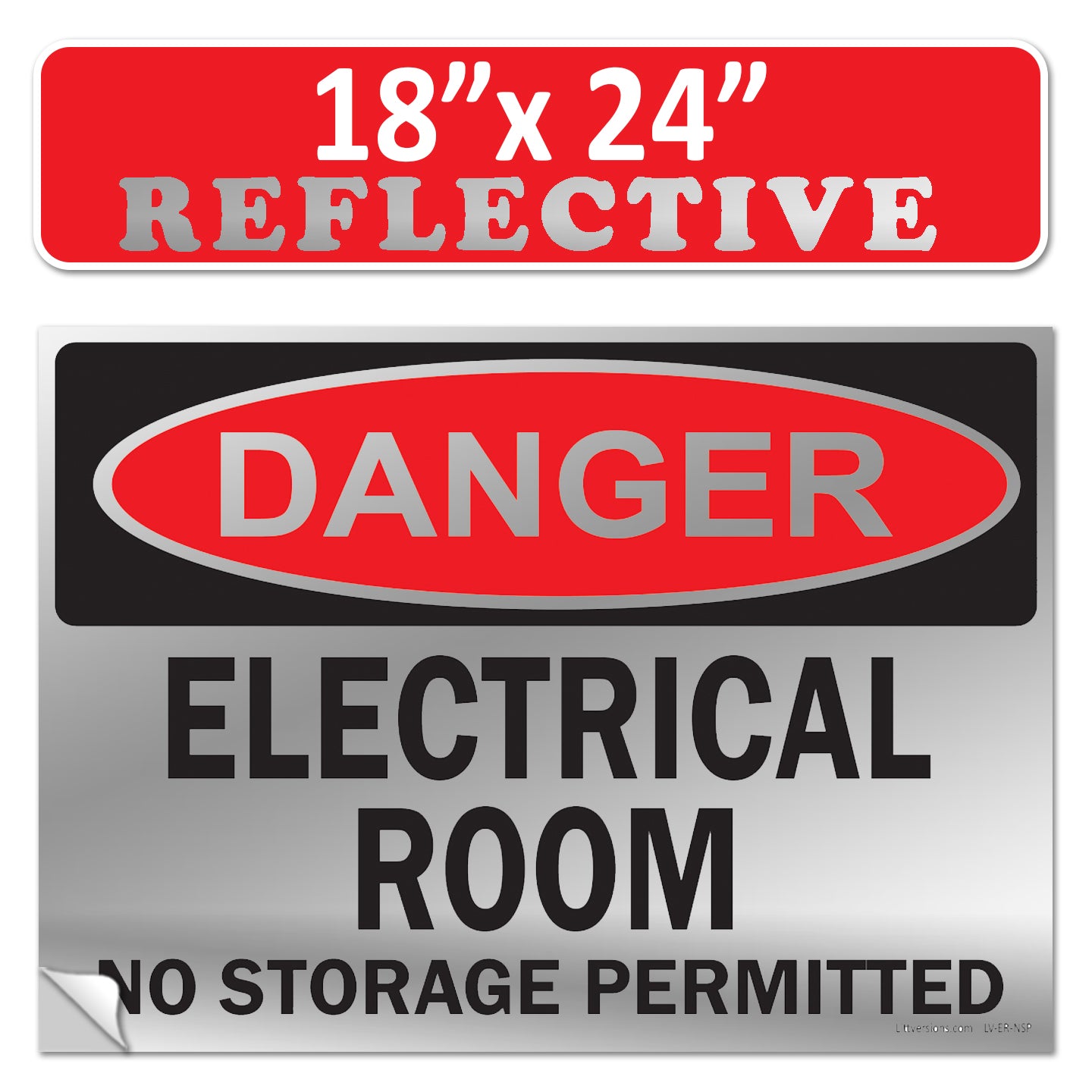 Danger Electrical Room, No Storage Permitted OSHA WARNING Safety Hazard Label Sign Decal 6 mil Laminated Engineer Grade UV Protected ANSI NFPA Weather Resistant Indoor Outdoor Use 127004