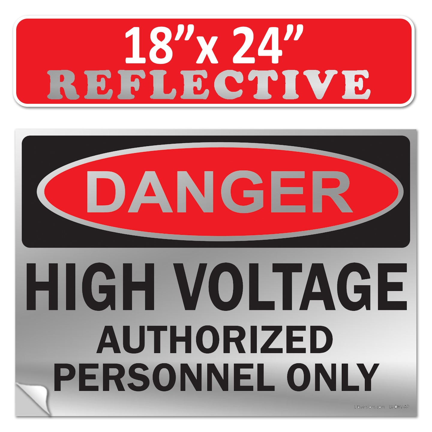 Danger High Voltage Authorized Personnel Only OSHA WARNING Label Sign Decal 6 mil Laminated Engineer Grade UV Protected Red Black White ANSI NFPA Weather Resistant Indoor Outdoor 123697