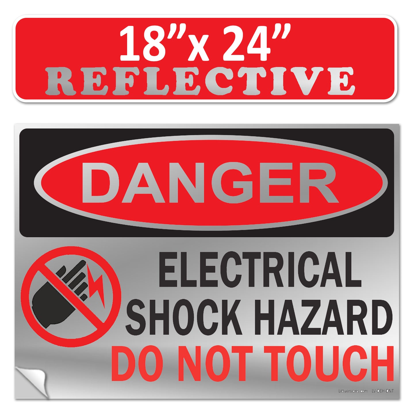 Danger Electrical Shock Hazard Do Not Touch OSHA WARNING Label Sign Decal 6 mil Laminated Engineer Grade UV Protected Red Black White ANSI NFPA Weather Resistant Indoor Outdoor use 127016