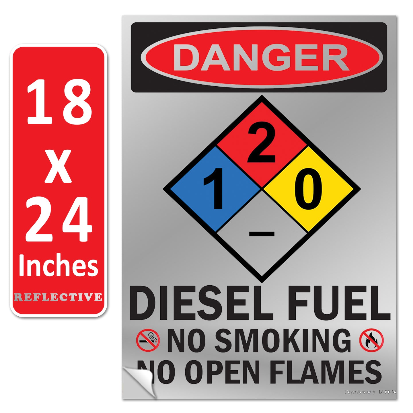 Danger Diesel Fuel No Smoking No Open Flames OSHA WARNING Safety Hazard Label Sign Decal 6 mil Laminated Engineer Grade UV Protected ANSI NFPA Fade/Weather Resistant Indoor Outdoor 123631