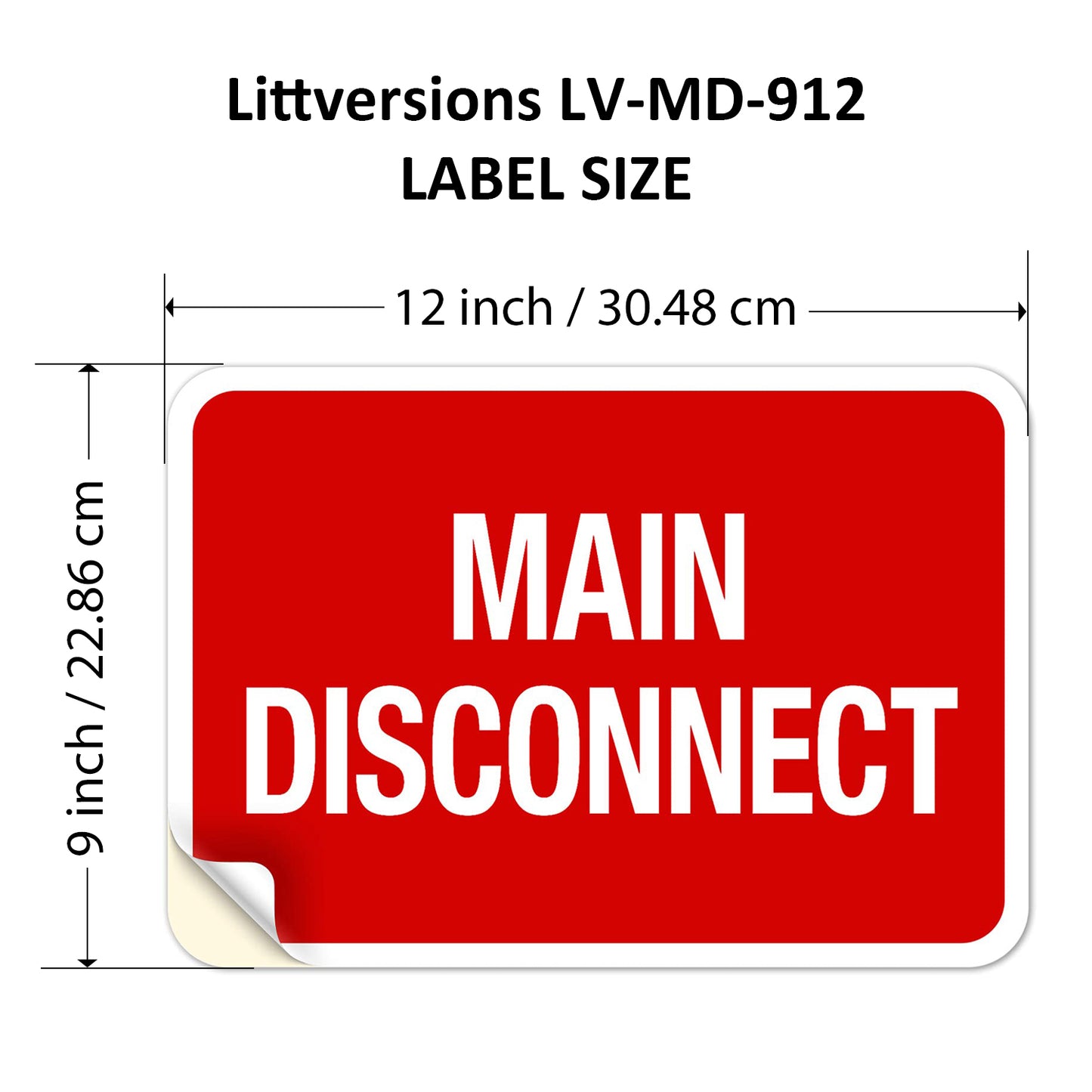 2 Pack 12" x 9" Main Disconnect Sticker Service Label Emergency Sign Symbol Marker 12x9 9x12 inch