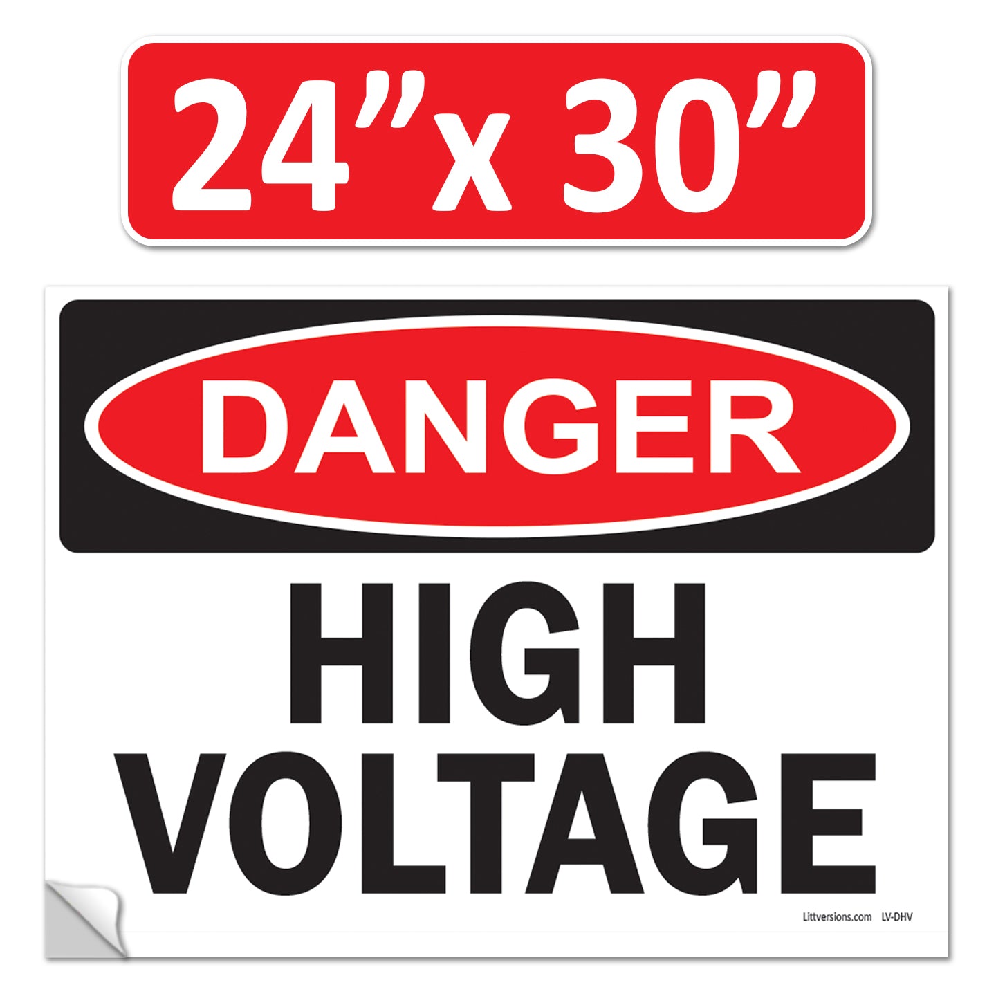 Danger High Voltage OSHA WARNING Safety Label Sign Decal 6 mil Laminated Engineer Grade UV Protected Red Black White ANSI NFPA Weather Resistant Indoor Outdoor Use 84877 84875 84876 89173