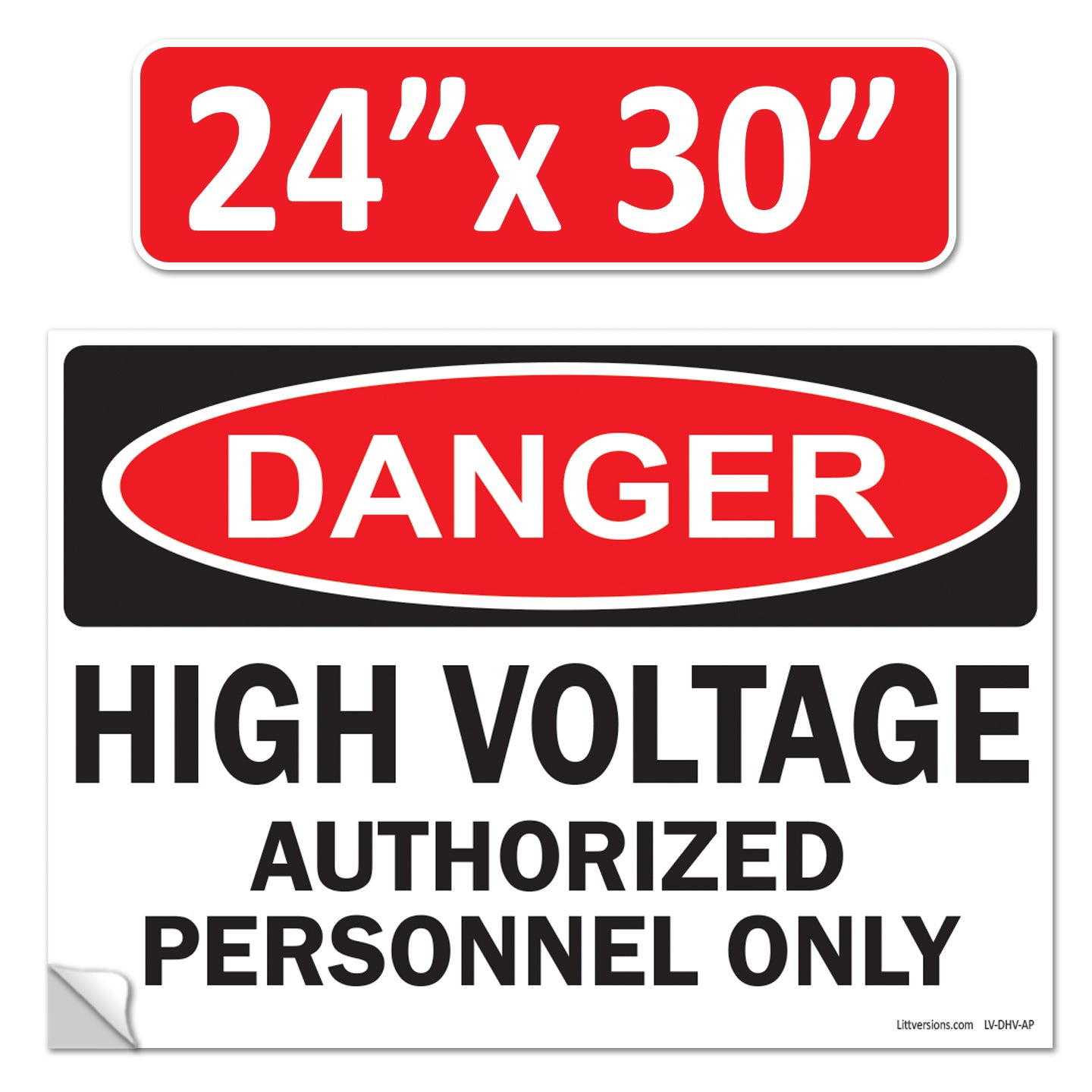 Danger High Voltage Authorized Personnel Only OSHA WARNING Label Sign Decal 6 mil Laminated Engineer Grade UV Protected Red Black White ANSI NFPA Weather Resistant Indoor Outdoor 123697