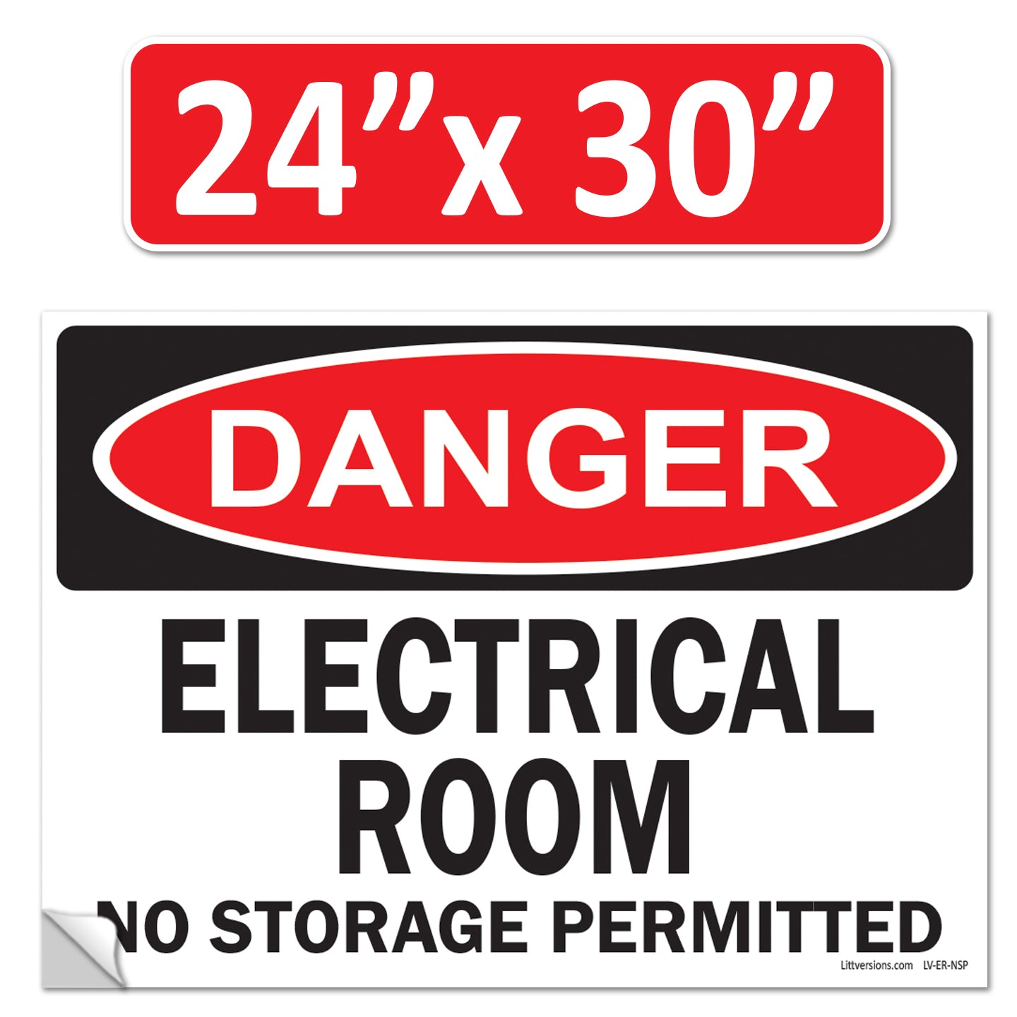 Danger Electrical Room, No Storage Permitted OSHA WARNING Safety Hazard Label Sign Decal 6 mil Laminated Engineer Grade UV Protected ANSI NFPA Weather Resistant Indoor Outdoor Use 127004