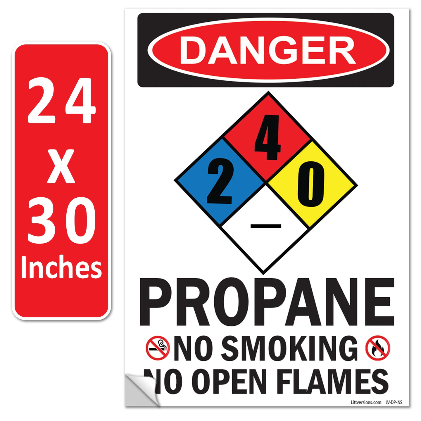 Danger Propane No Smoking No Open Flames OSHA WARNING Safety Hazard Label Sign Decal 6 mil Laminated Engineer Grade UV Protected ANSI NFPA Fade/Weather Resistant Indoor Outdoor Use 103926