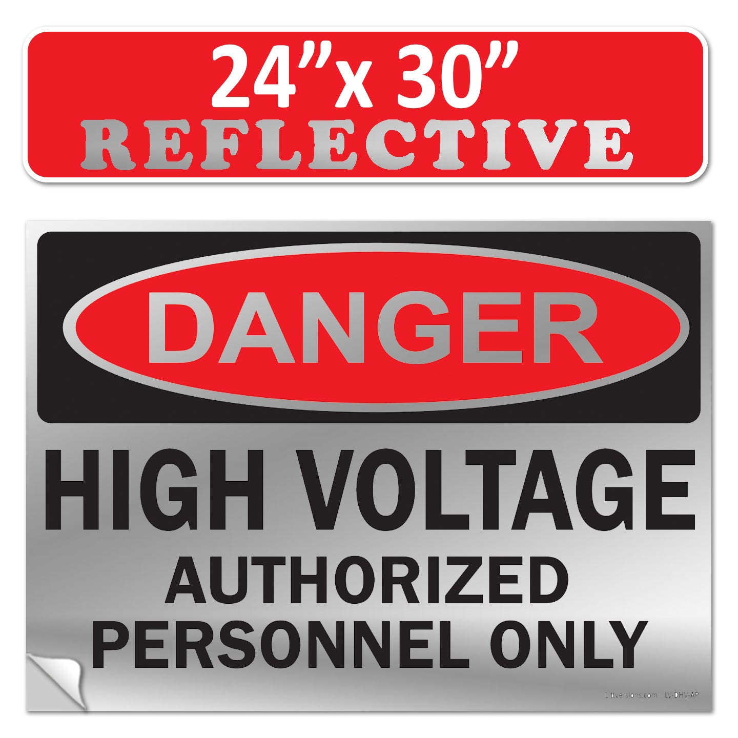 Danger High Voltage Authorized Personnel Only OSHA WARNING Label Sign Decal 6 mil Laminated Engineer Grade UV Protected Red Black White ANSI NFPA Weather Resistant Indoor Outdoor 123697