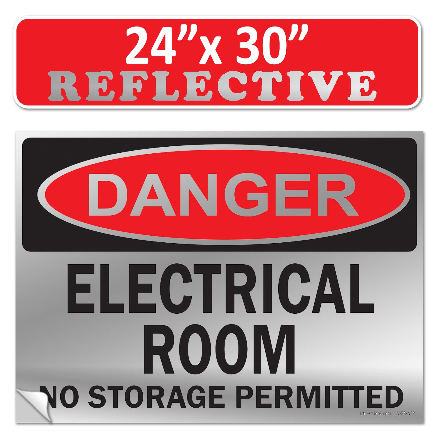 Danger Electrical Room, No Storage Permitted OSHA WARNING Safety Hazard Label Sign Decal 6 mil Laminated Engineer Grade UV Protected ANSI NFPA Weather Resistant Indoor Outdoor Use 127004