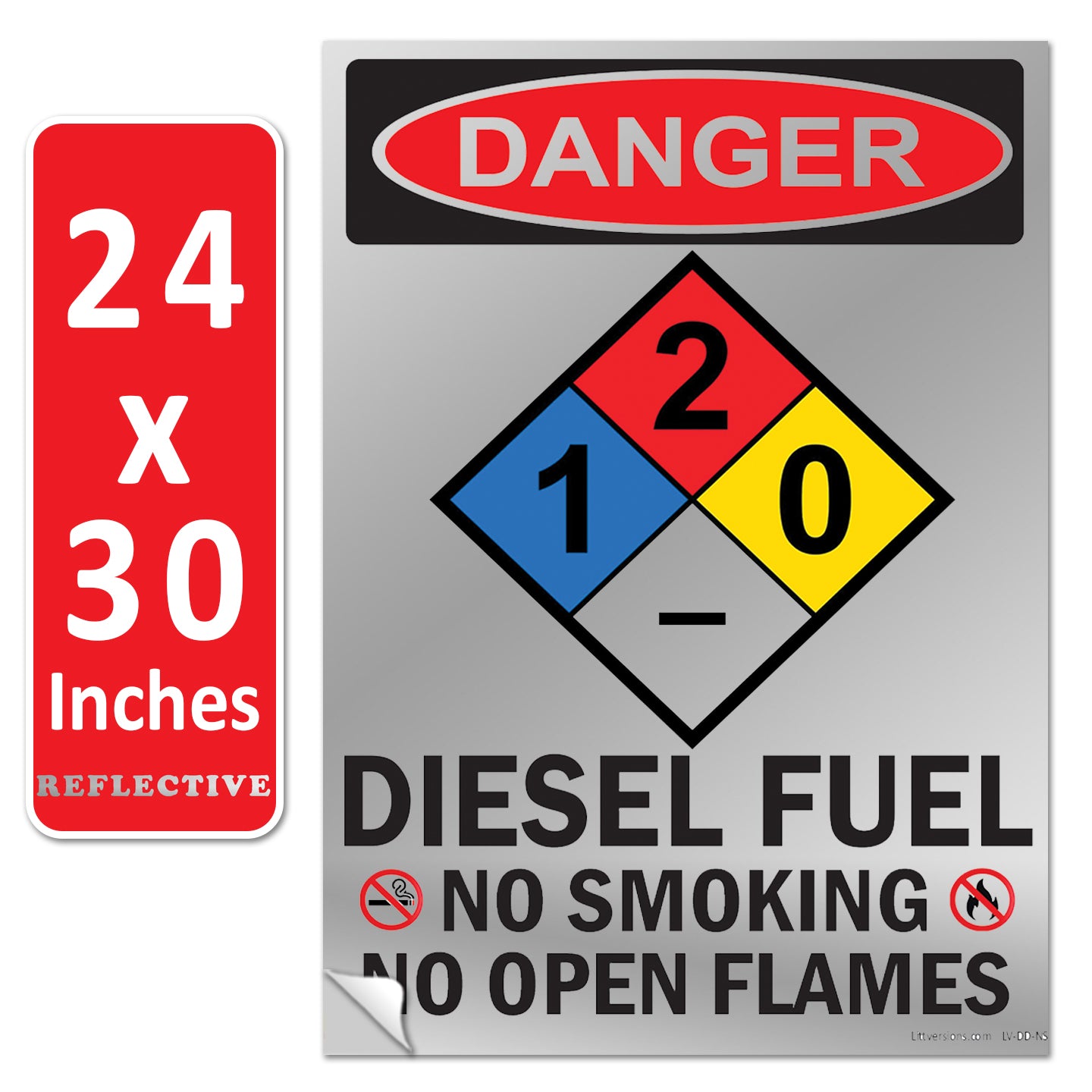 Danger Diesel Fuel No Smoking No Open Flames OSHA WARNING Safety Hazard Label Sign Decal 6 mil Laminated Engineer Grade UV Protected ANSI NFPA Fade/Weather Resistant Indoor Outdoor 123631