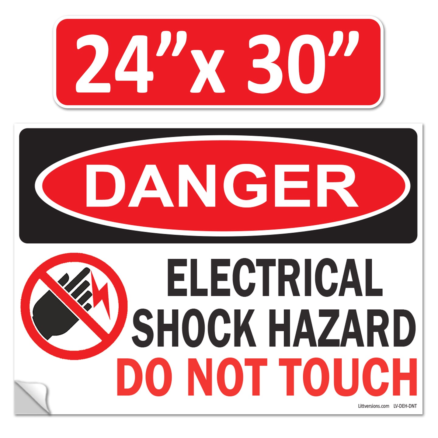 Danger Electrical Shock Hazard Do Not Touch OSHA WARNING Label Sign Decal 6 mil Laminated Engineer Grade UV Protected Red Black White ANSI NFPA Weather Resistant Indoor Outdoor use 127016