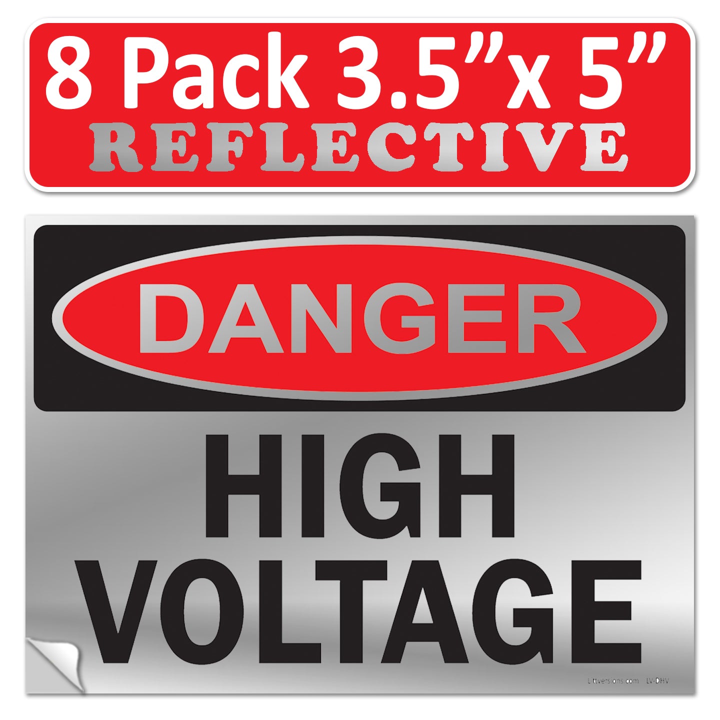 Danger High Voltage OSHA WARNING Safety Label Sign Decal 6 mil Laminated Engineer Grade UV Protected Red Black White ANSI NFPA Weather Resistant Indoor Outdoor Use 84877 84875 84876 89173