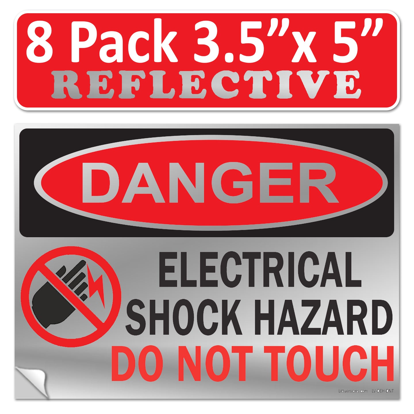 Danger Electrical Shock Hazard Do Not Touch OSHA WARNING Label Sign Decal 6 mil Laminated Engineer Grade UV Protected Red Black White ANSI NFPA Weather Resistant Indoor Outdoor use 127016