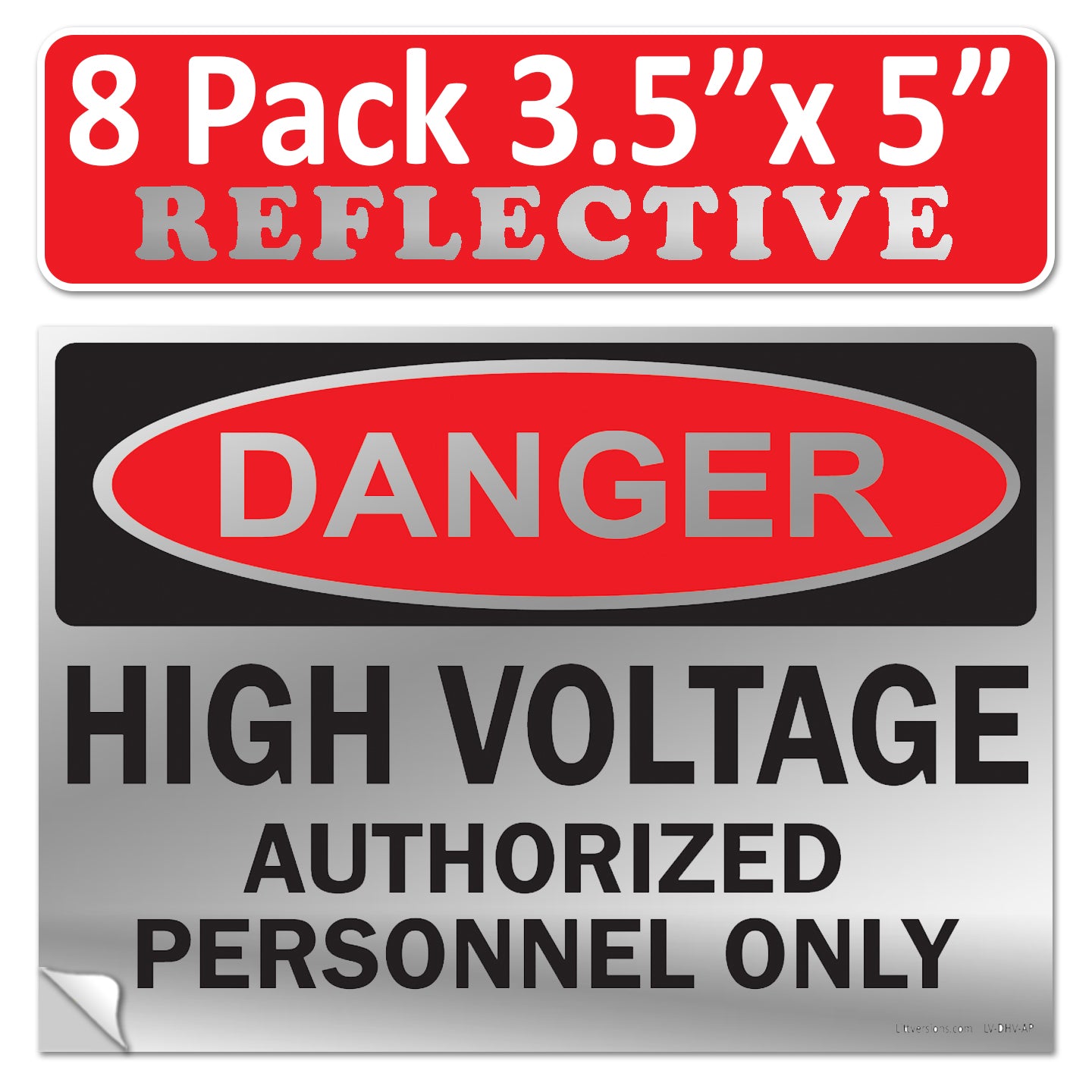 Danger High Voltage Authorized Personnel Only OSHA WARNING Label Sign Decal 6 mil Laminated Engineer Grade UV Protected Red Black White ANSI NFPA Weather Resistant Indoor Outdoor 123697