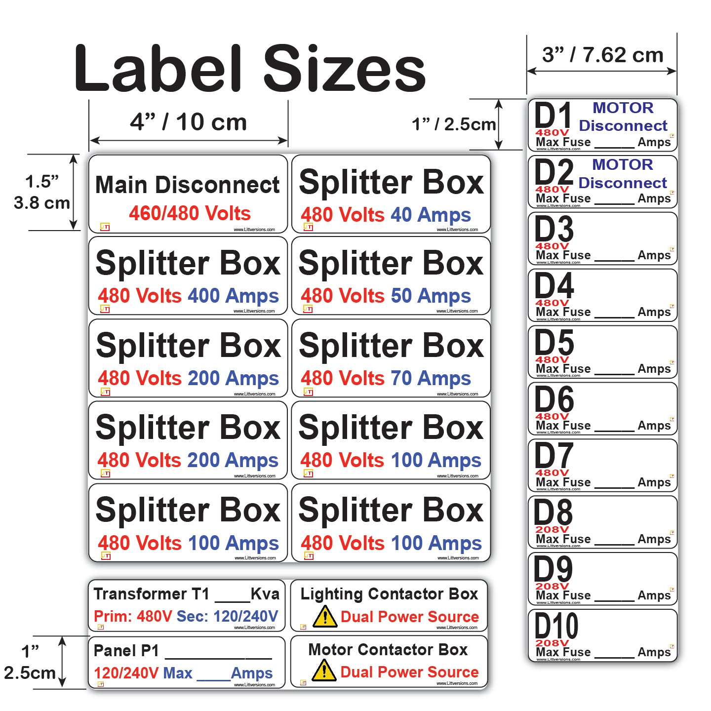 30 Pcs 480/240/208/120V Device Identification Labels