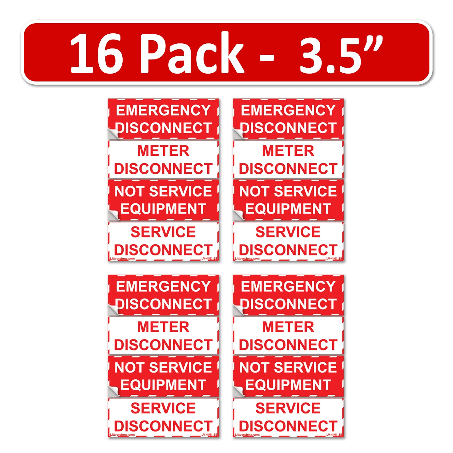 3.5"x 1.25" Emergency Service Meter Disconnect NOT Service Equipment Label 44-944-945 NEC Compliant