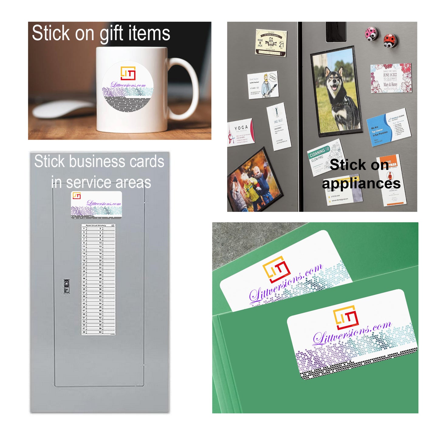 Littversions Custom Bulk Personalized Business Card Stickers Visting Card Appointment Card Thank You Card Business QR Code Decals Vinyl 50-100-250-500-1000 Pack Water/Dirt Proof Self-Adhesive