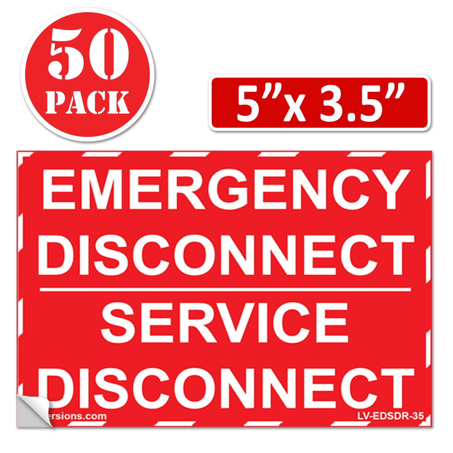 5"x 3.5" NEC compliant RED Emergency Disconnect Service Outdoor Laminated Labels Decal Sign Notice Danger Sticker Panel Heavy Duty Vinyl Waterproof Ultra Durable Electrical