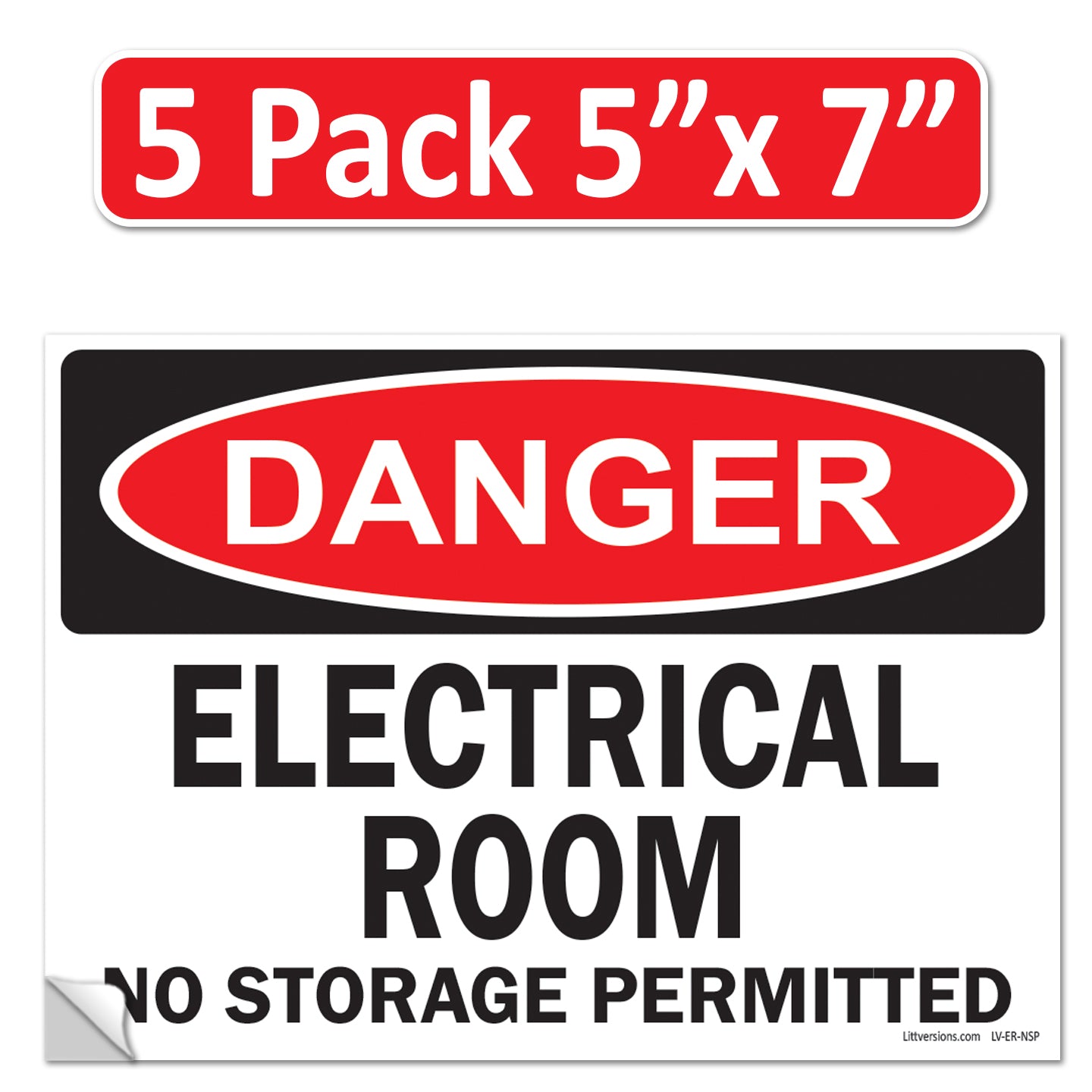 Danger Electrical Room, No Storage Permitted OSHA WARNING Safety Hazard Label Sign Decal 6 mil Laminated Engineer Grade UV Protected ANSI NFPA Weather Resistant Indoor Outdoor Use 127004