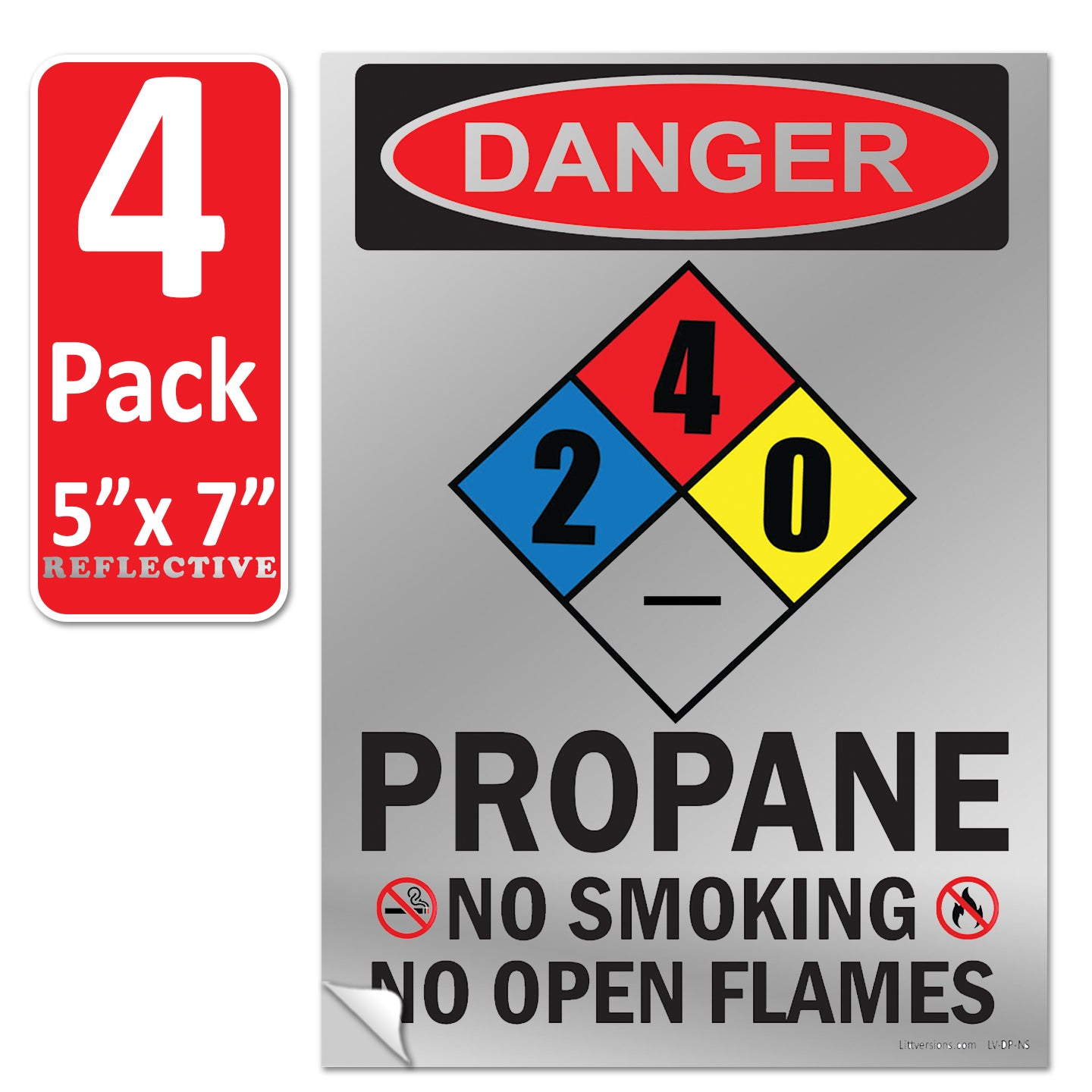 Danger Propane No Smoking No Open Flames OSHA WARNING Safety Hazard Label Sign Decal 6 mil Laminated Engineer Grade UV Protected ANSI NFPA Fade/Weather Resistant Indoor Outdoor Use 103926