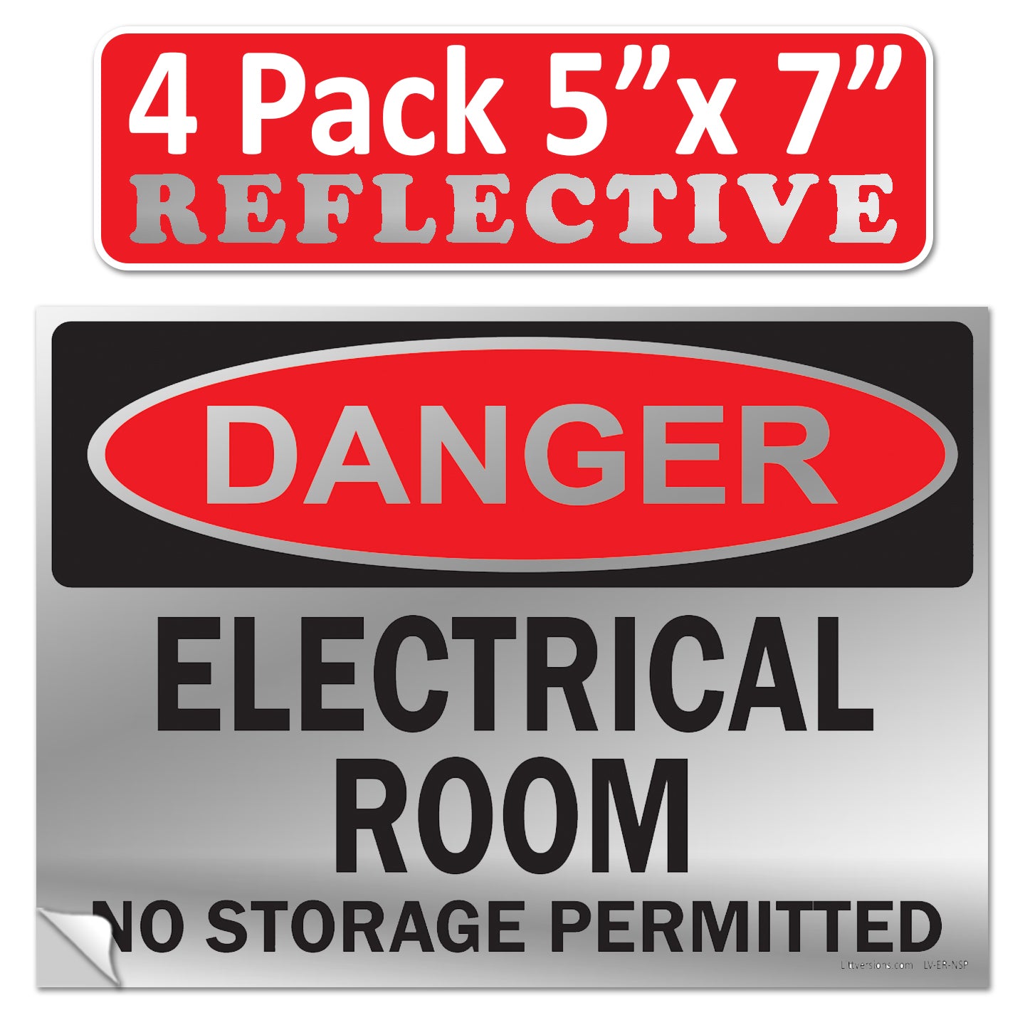 Danger Electrical Room, No Storage Permitted OSHA WARNING Safety Hazard Label Sign Decal 6 mil Laminated Engineer Grade UV Protected ANSI NFPA Weather Resistant Indoor Outdoor Use 127004