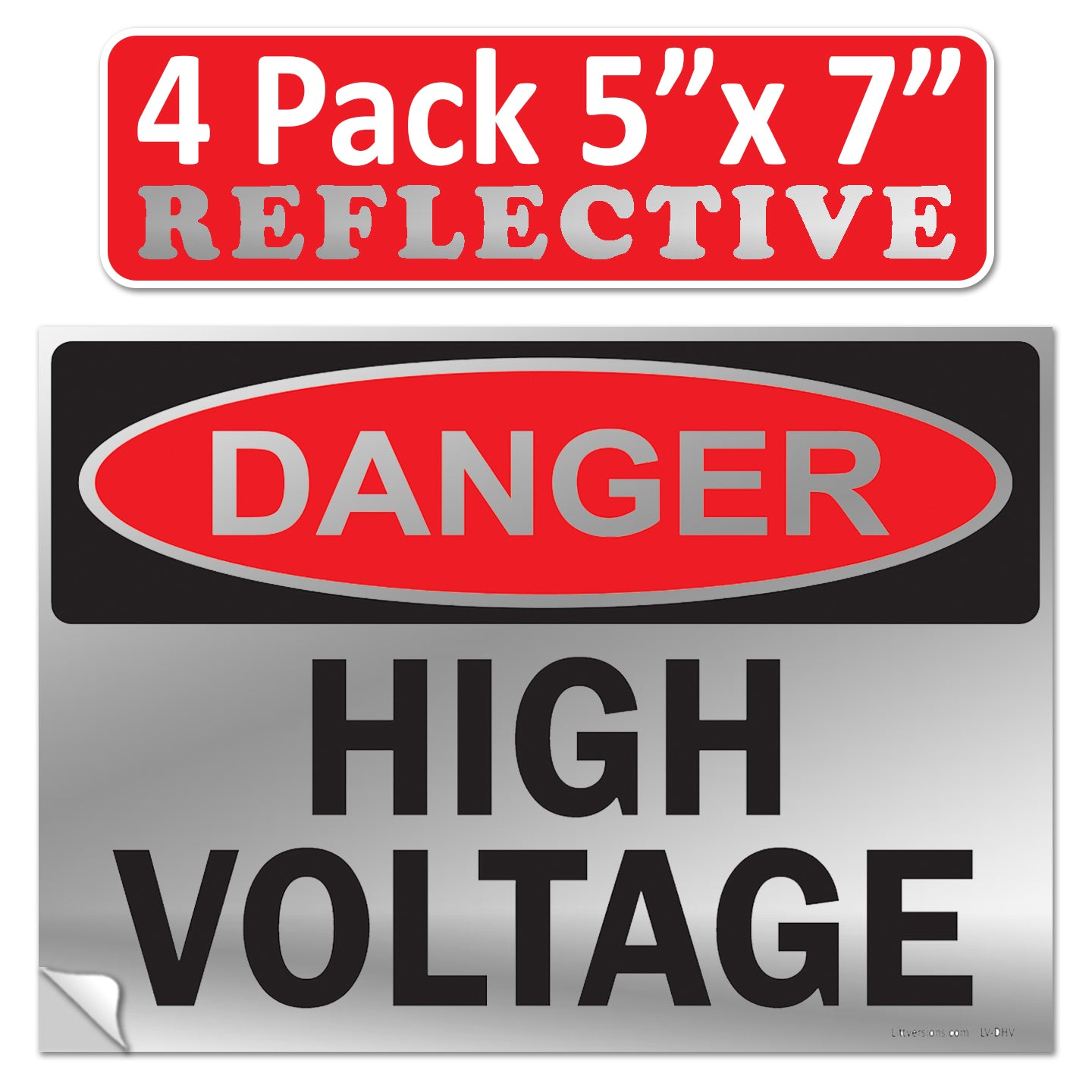 Danger High Voltage OSHA WARNING Safety Label Sign Decal 6 mil Laminated Engineer Grade UV Protected Red Black White ANSI NFPA Weather Resistant Indoor Outdoor Use 84877 84875 84876 89173
