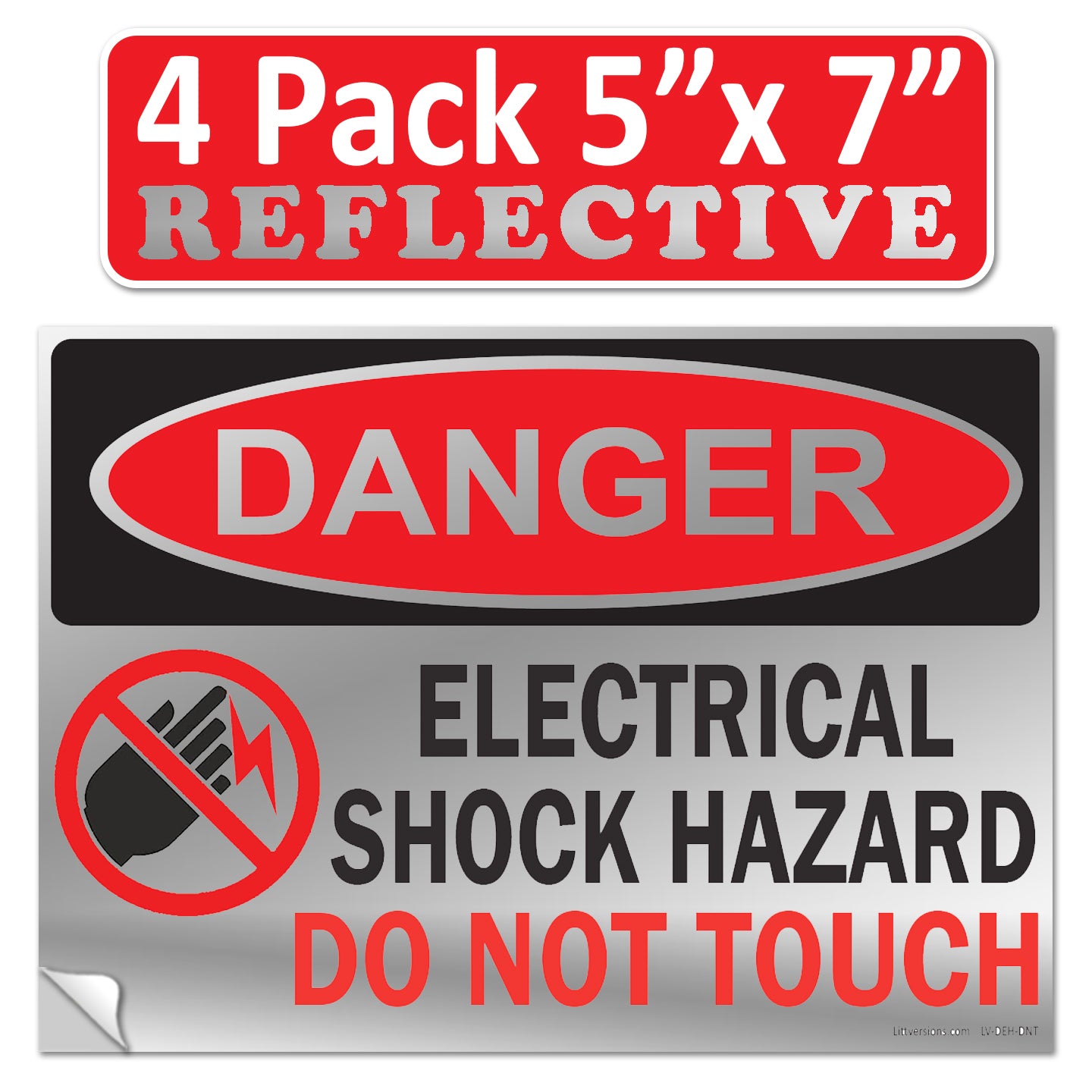 Danger Electrical Shock Hazard Do Not Touch OSHA WARNING Label Sign Decal 6 mil Laminated Engineer Grade UV Protected Red Black White ANSI NFPA Weather Resistant Indoor Outdoor use 127016