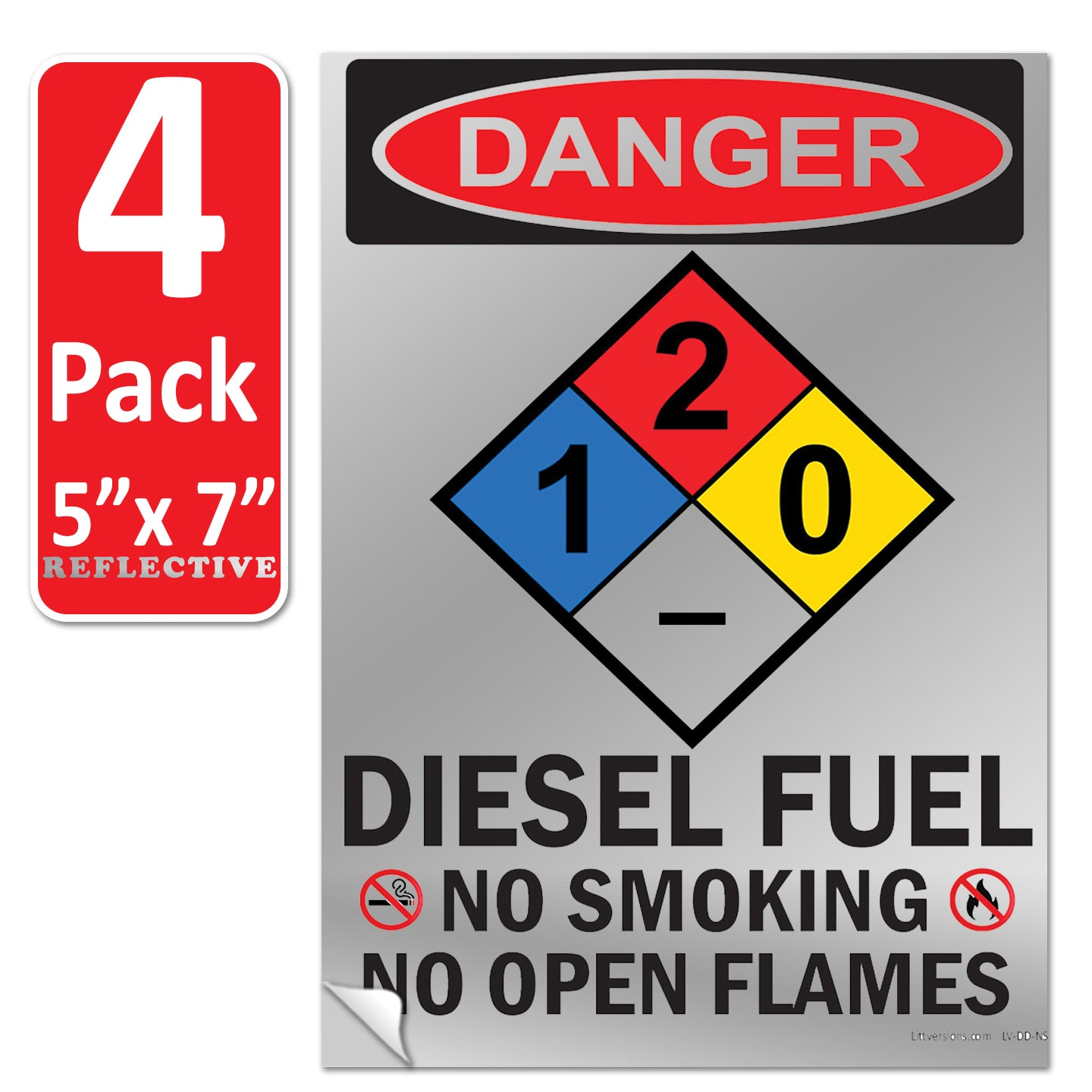 Danger Diesel Fuel No Smoking No Open Flames OSHA WARNING Safety Hazard Label Sign Decal 6 mil Laminated Engineer Grade UV Protected ANSI NFPA Fade/Weather Resistant Indoor Outdoor 123631