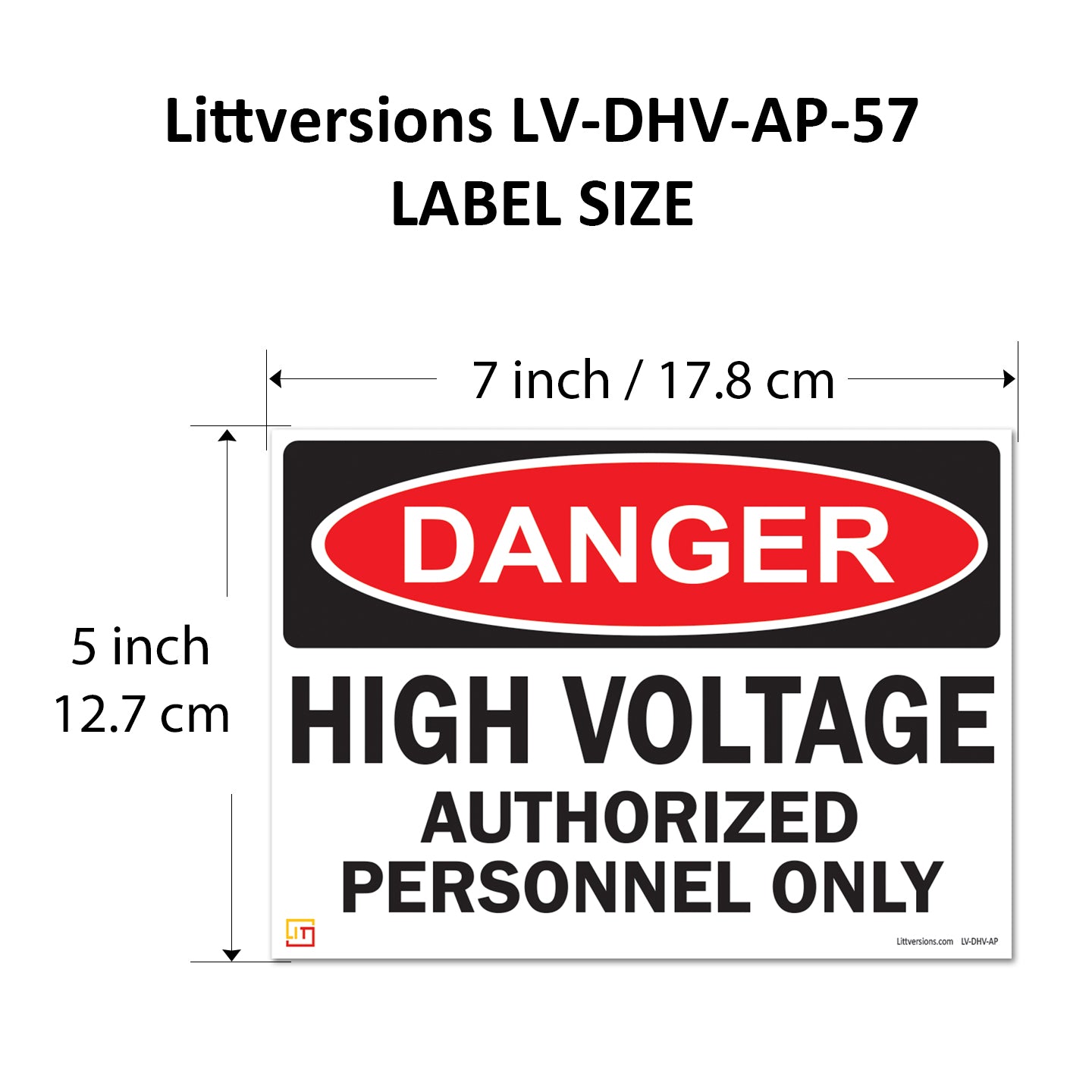 Danger High Voltage Authorized Personnel Only OSHA WARNING Label Sign Decal 6 mil Laminated Engineer Grade UV Protected Red Black White ANSI NFPA Weather Resistant Indoor Outdoor 123697