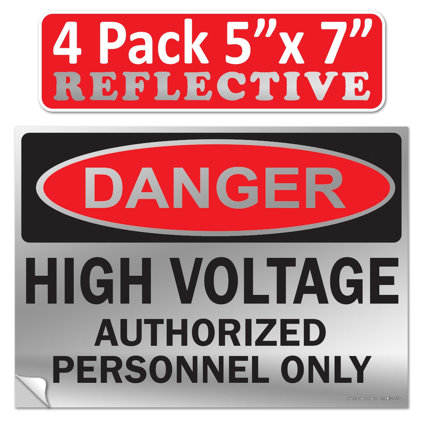 Danger High Voltage Authorized Personnel Only OSHA WARNING Label Sign Decal 6 mil Laminated Engineer Grade UV Protected Red Black White ANSI NFPA Weather Resistant Indoor Outdoor 123697