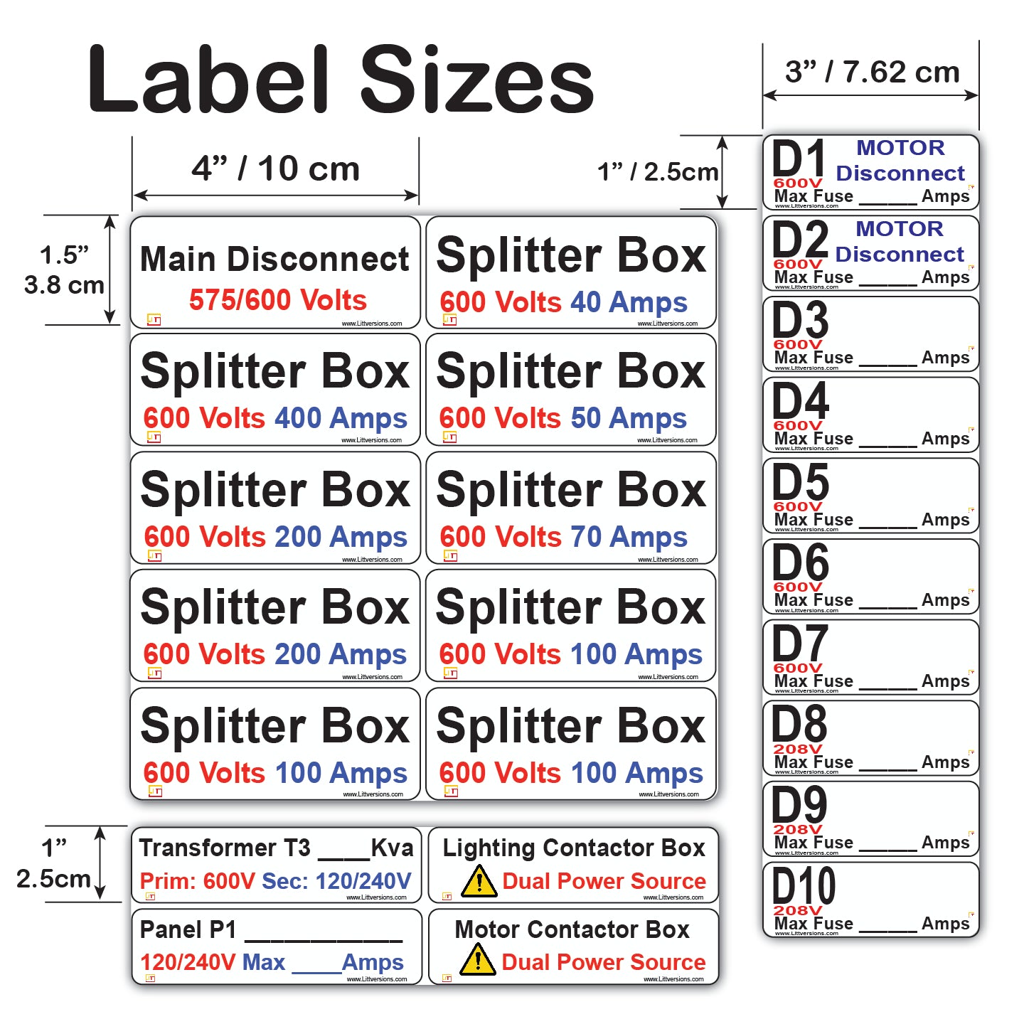 30 Pcs 480/240/208/120V Device Identification Labels