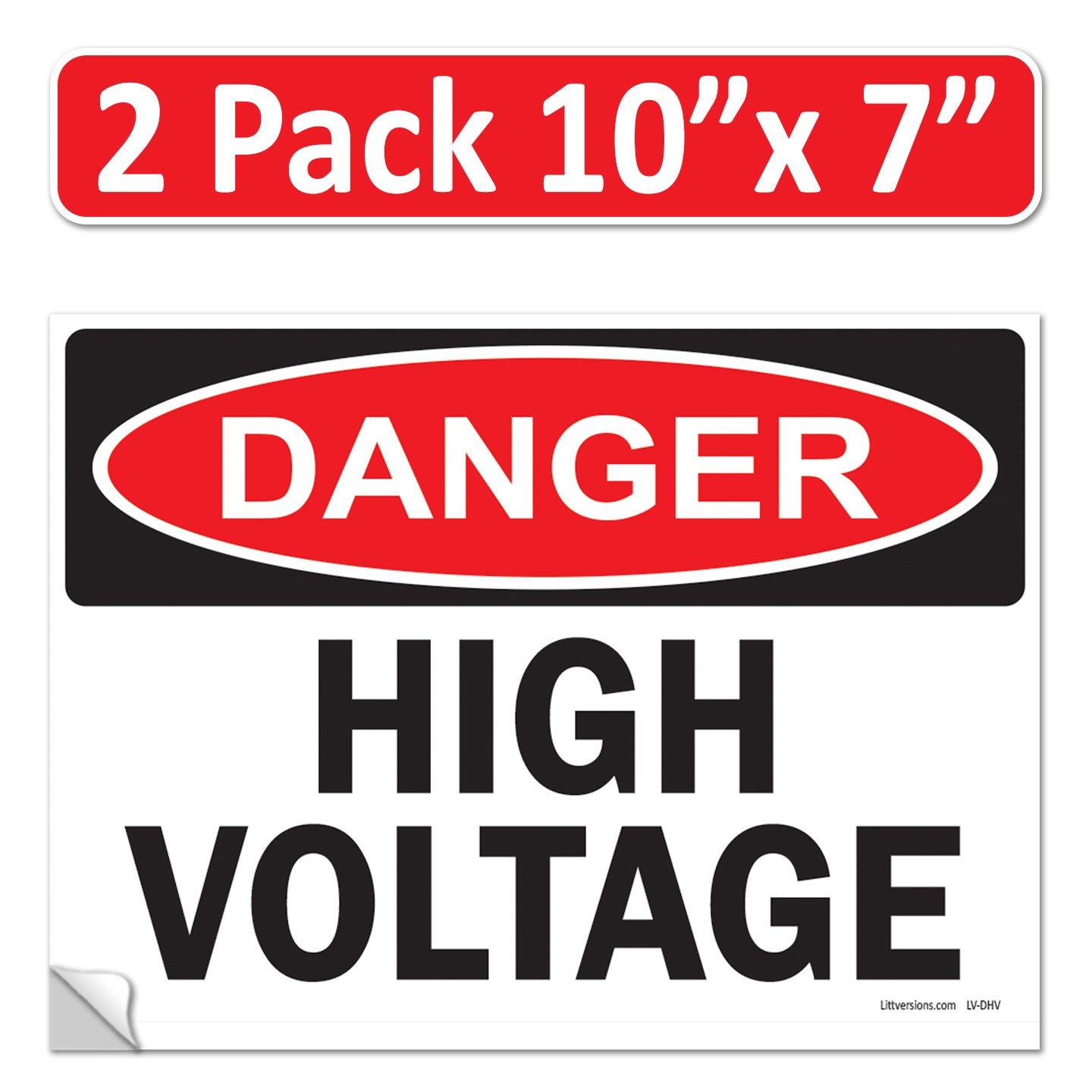 Danger High Voltage OSHA WARNING Safety Label Sign Decal 6 mil Laminated Engineer Grade UV Protected Red Black White ANSI NFPA Weather Resistant Indoor Outdoor Use 84877 84875 84876 89173